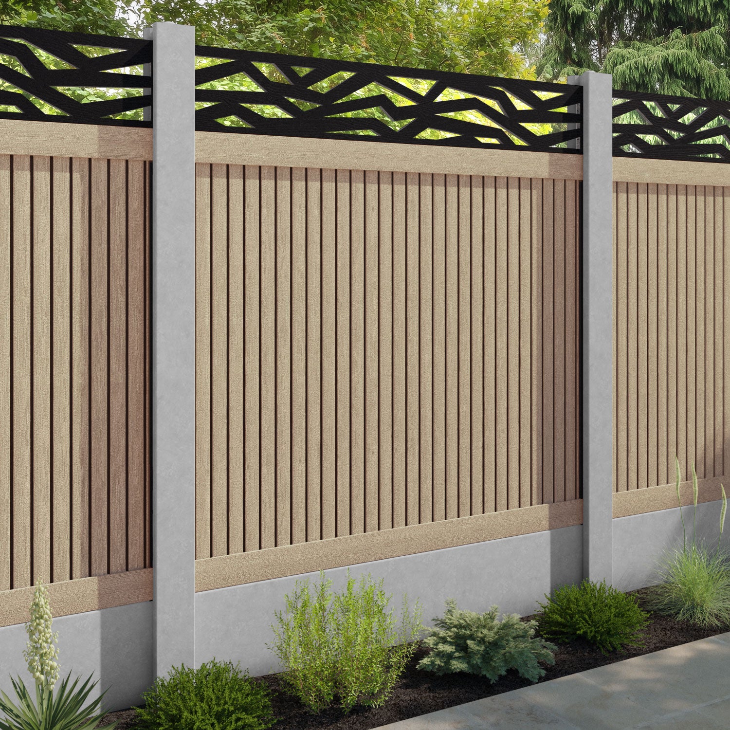 Virtis Zenith Fence Panel - Light Oak - for existing concrete posts