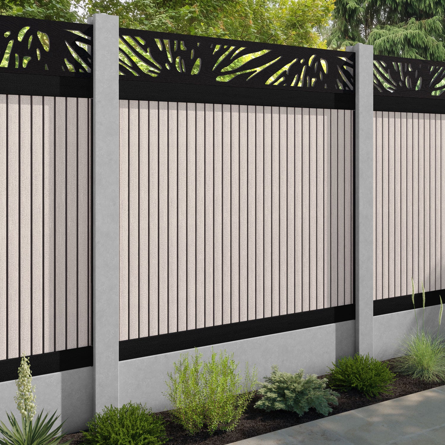 Virtis Poppy Fence Panel - Mid Stone - for existing concrete posts