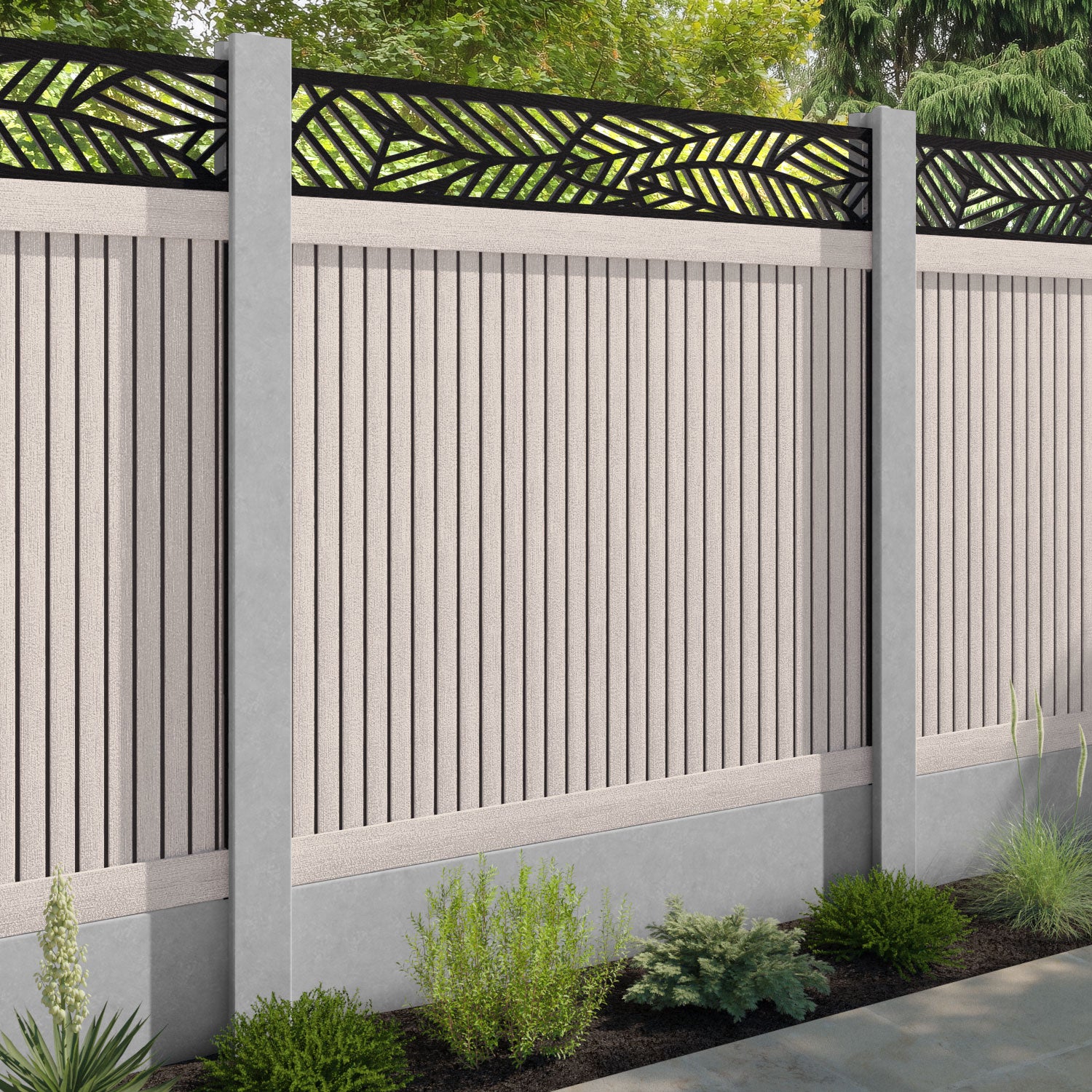 Virtis Habitat Fence Panel - Mid Stone - for existing concrete posts