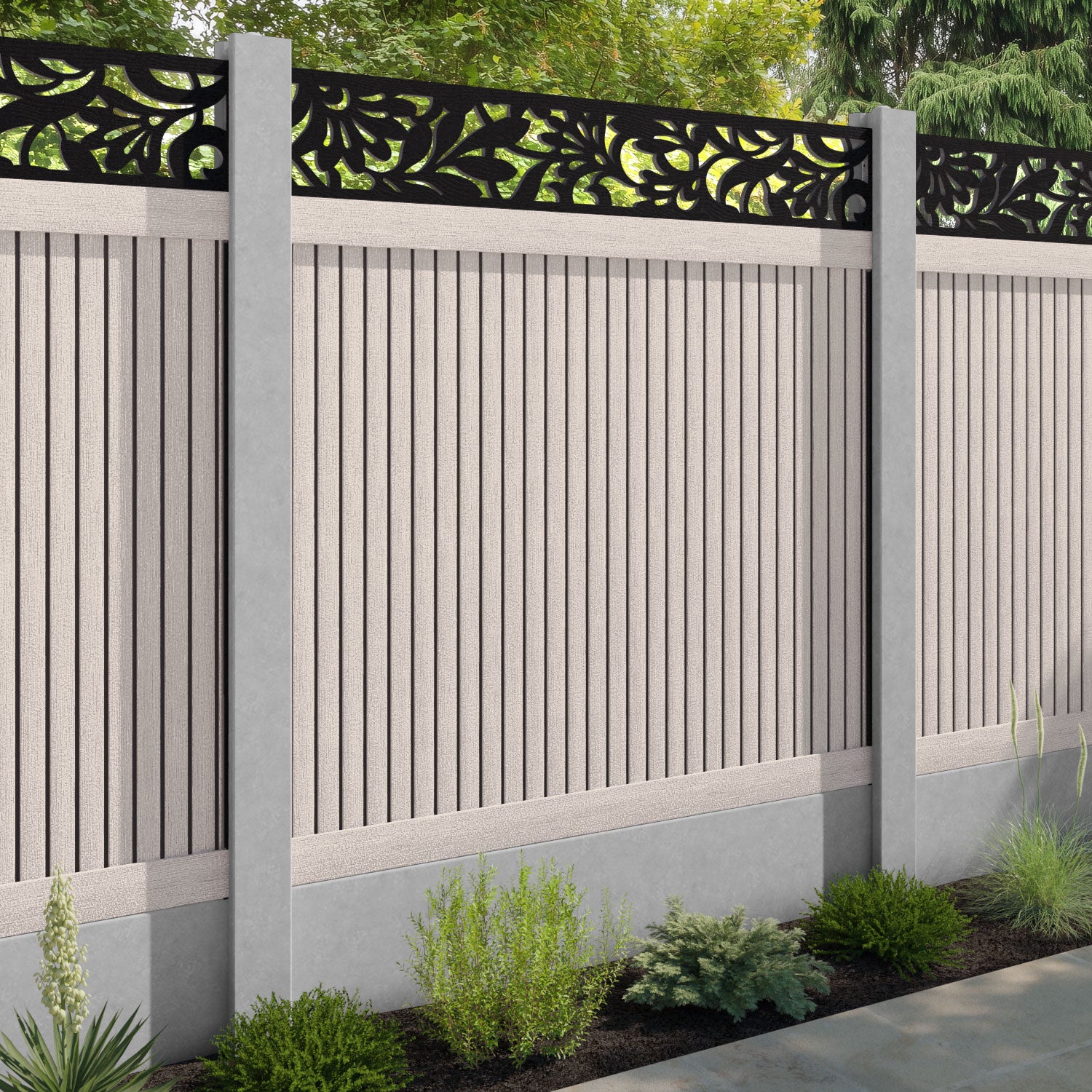 Virtis Heritage Fence Panel - Mid Stone - for existing concrete posts
