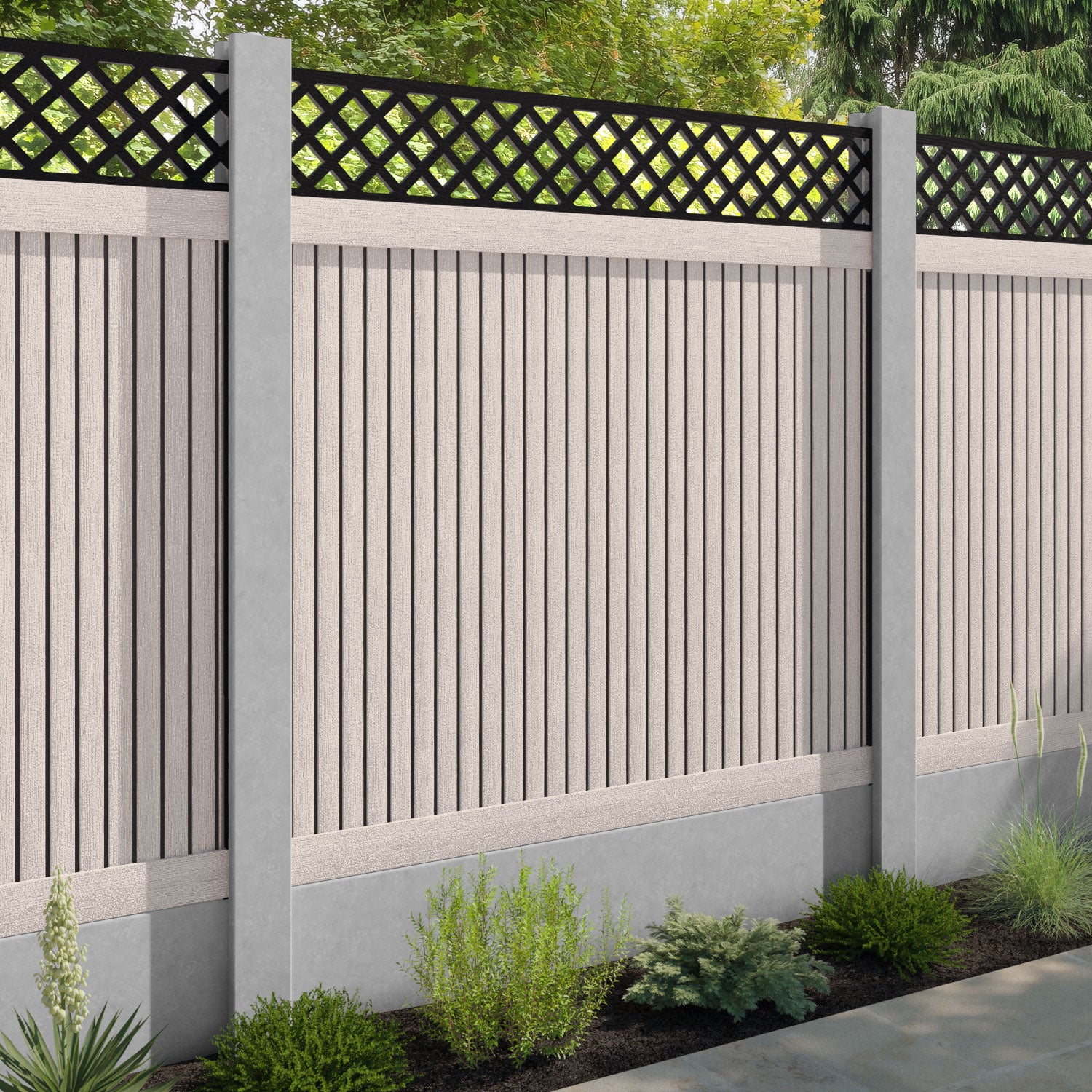 Virtis Hive Fence Panel - Mid Stone - for existing concrete posts