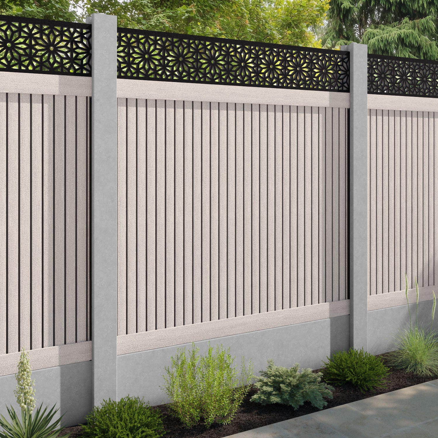 Virtis Narwa Fence Panel - Mid Stone - for existing concrete posts