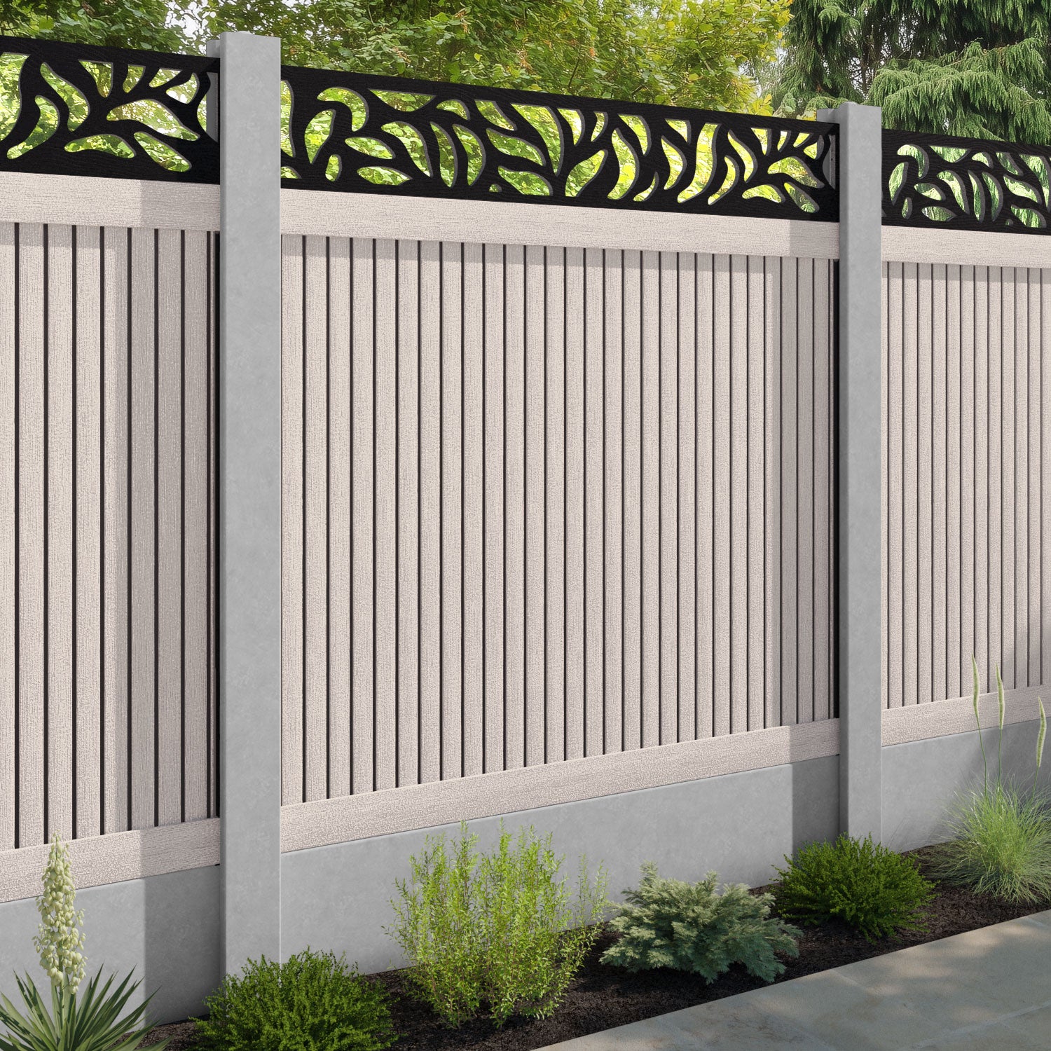 Virtis Plume Fence Panel - Mid Stone - for existing concrete posts
