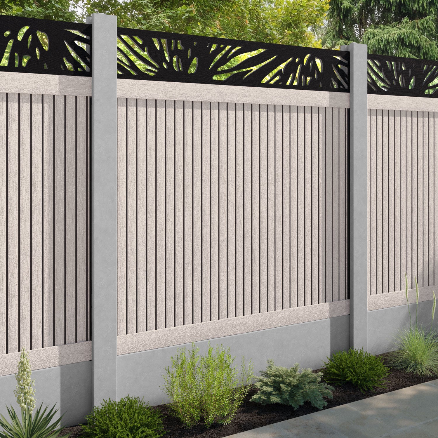 Virtis Poppy Fence Panel - Mid Stone - for existing concrete posts