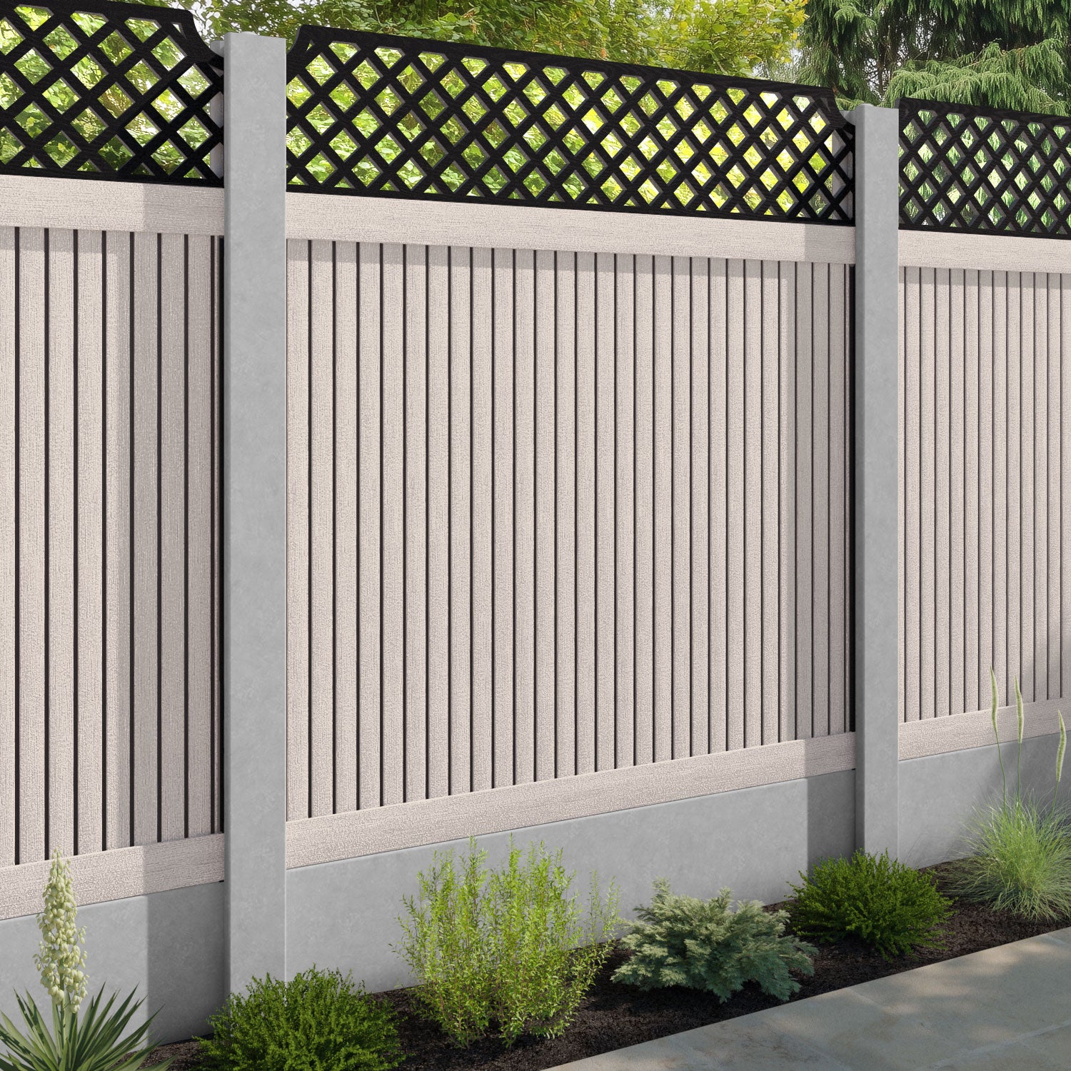 Virtis Regal Hive Fence Panel - Mid Stone - for existing concrete posts