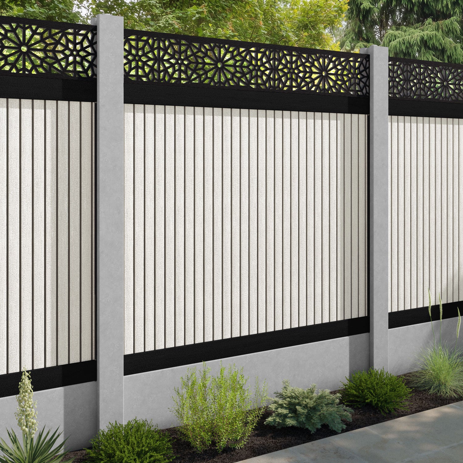 Virtis Alnara Fence Panel - Light Stone - for existing concrete posts