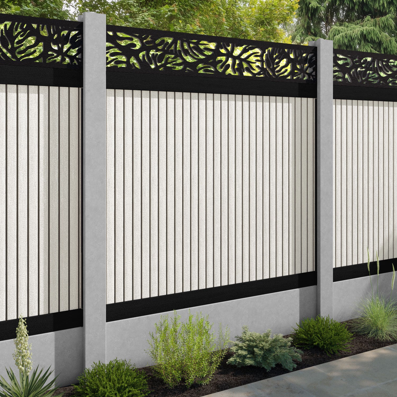 Virtis Botanic Fence Panel - Light Stone - for existing concrete posts