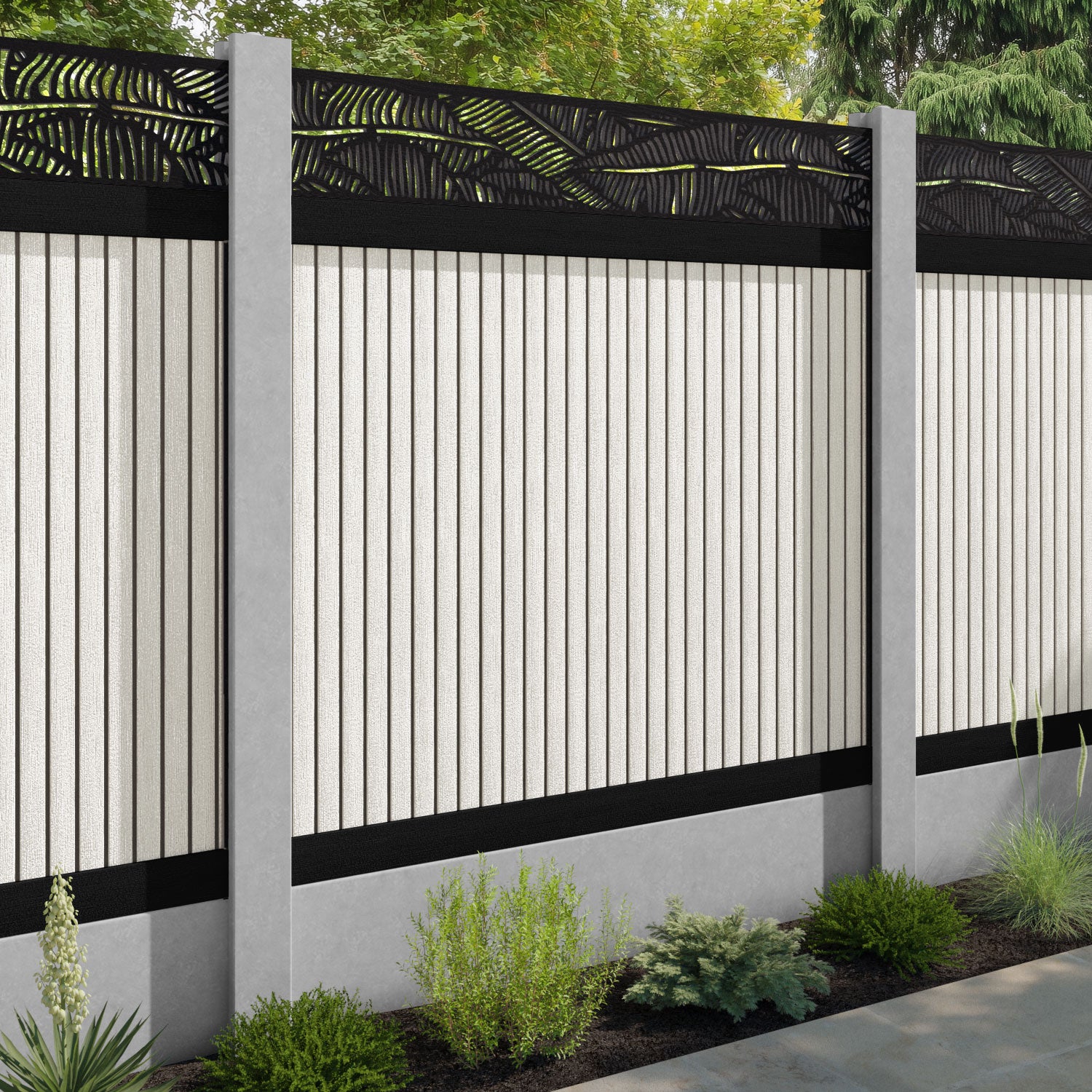 Virtis Feather Fence Panel - Light Stone - for existing concrete posts
