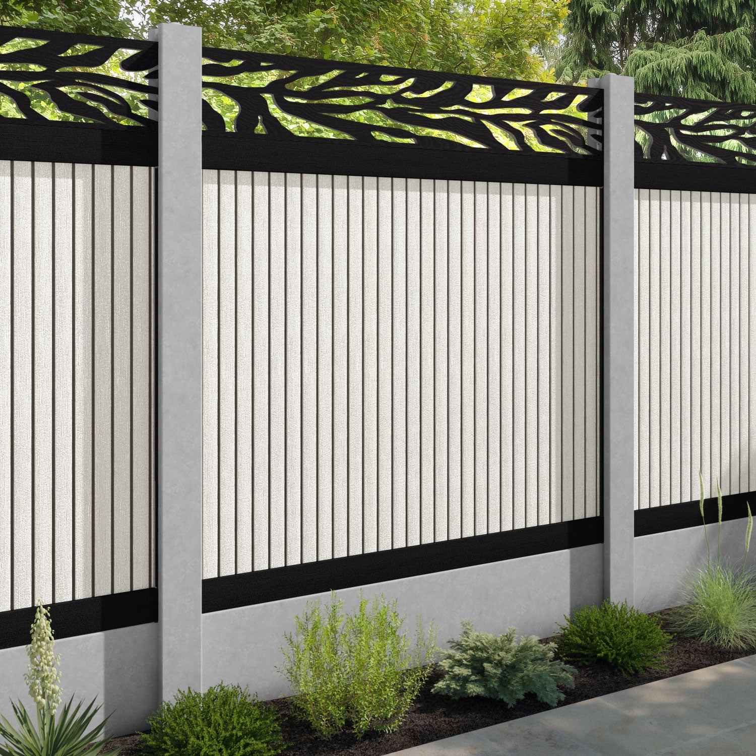 Virtis Malawi Fence Panel - Light Stone - for existing concrete posts