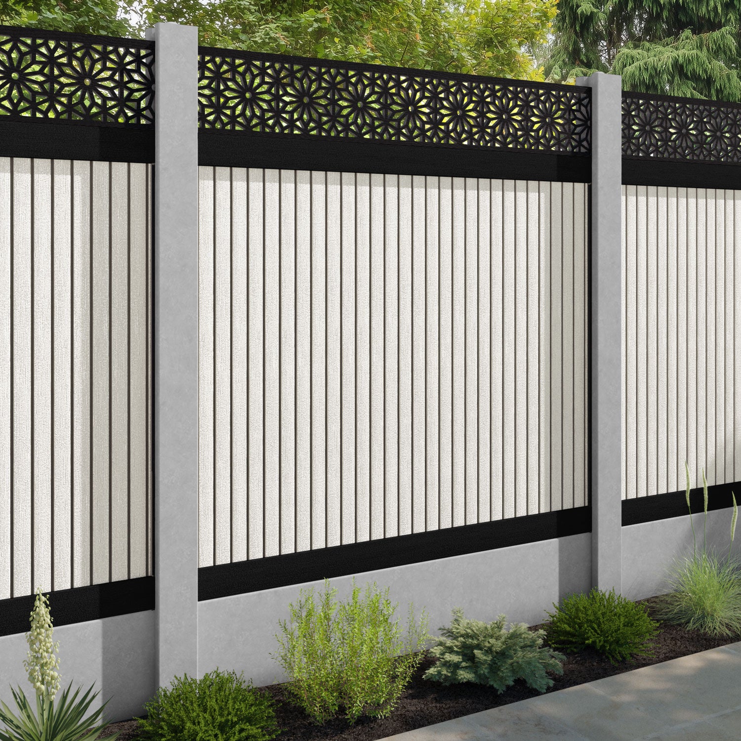 Virtis Narwa Fence Panel - Light Stone - for existing concrete posts