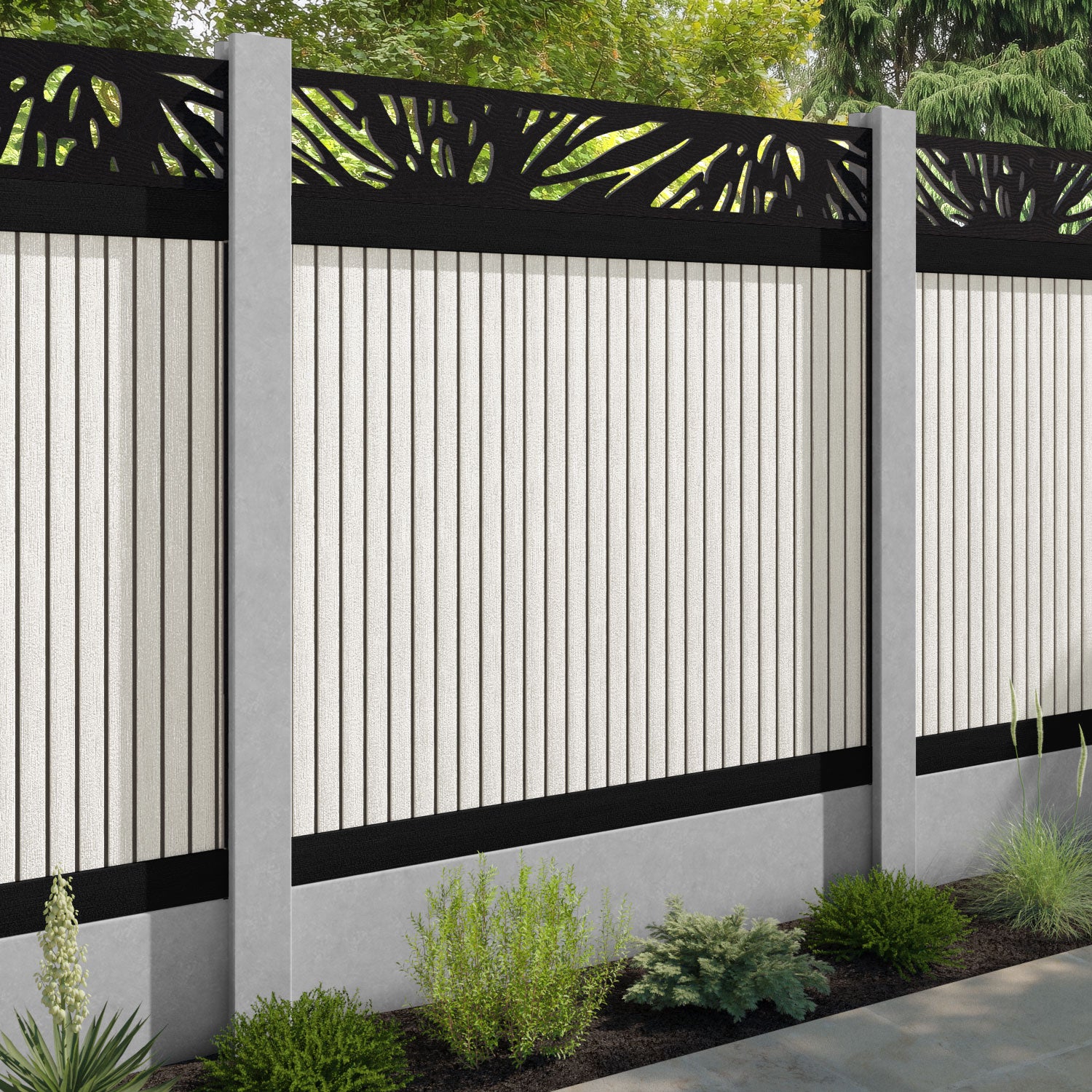 Virtis Poppy Fence Panel - Light Stone - for existing concrete posts