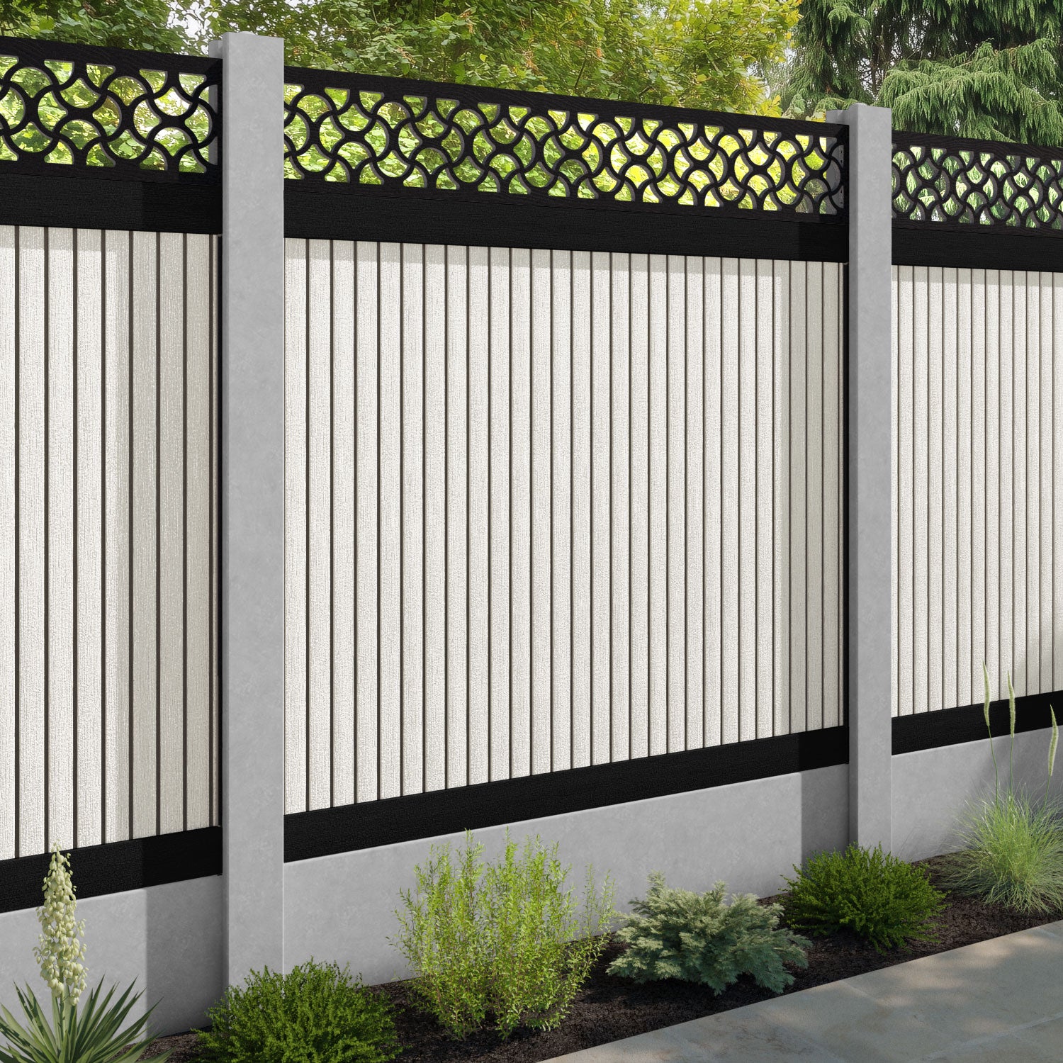 Virtis Vida Fence Panel - Light Stone - for existing concrete posts