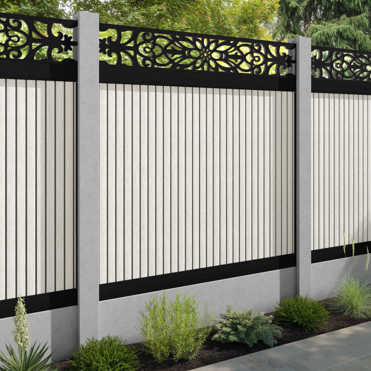 Virtis Windsor Fence Panel - Light Stone - for existing concrete posts