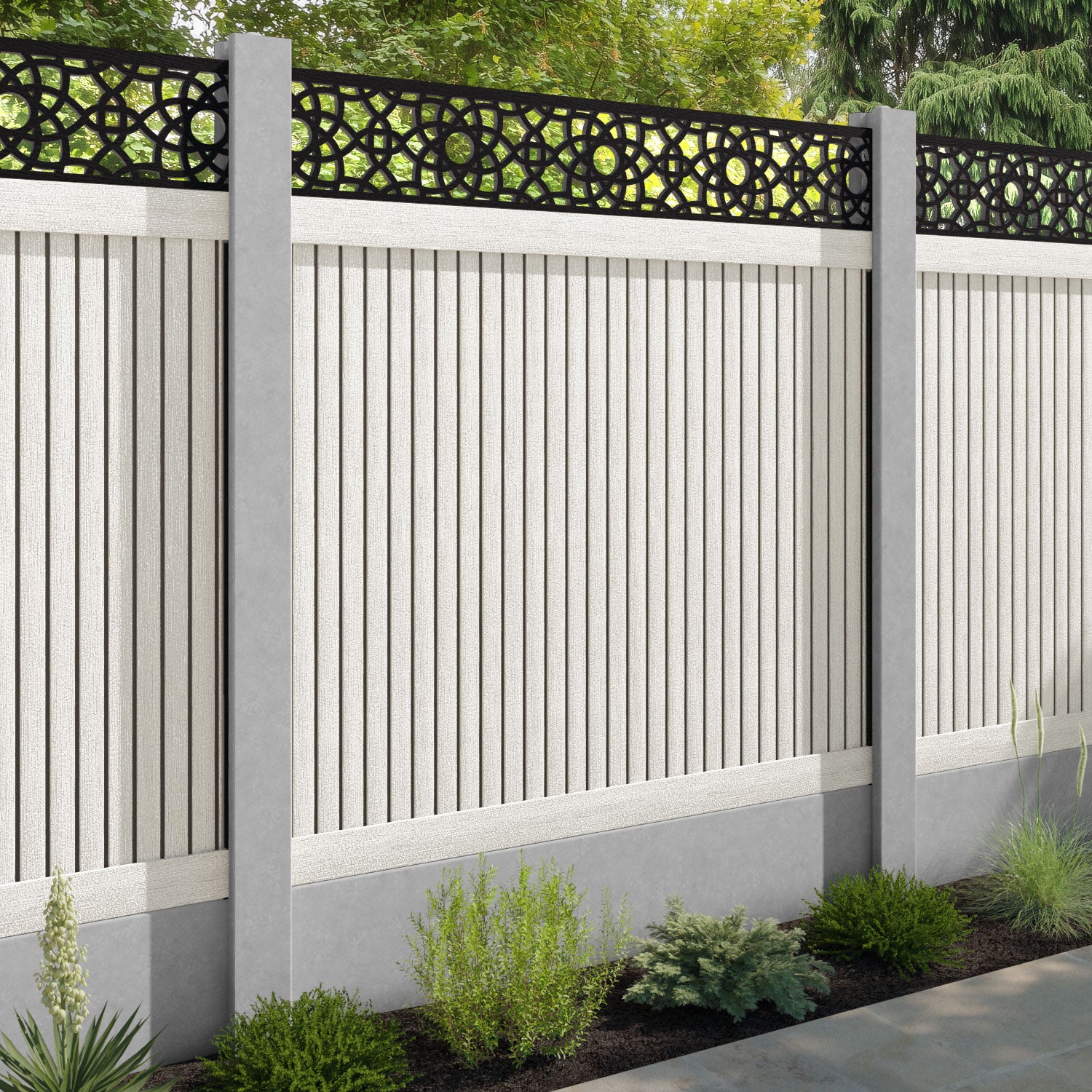 Virtis Ambar Fence Panel - Light Stone - for existing concrete posts