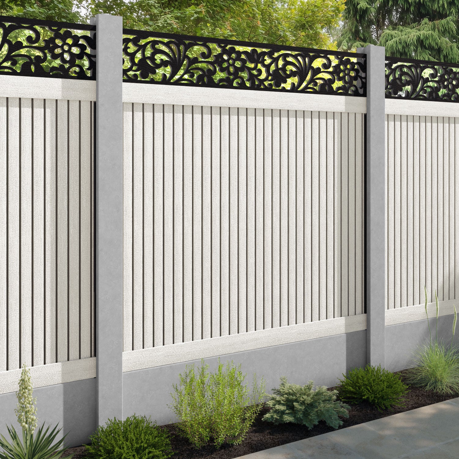 Virtis Eden Fence Panel - Light Stone - for existing concrete posts
