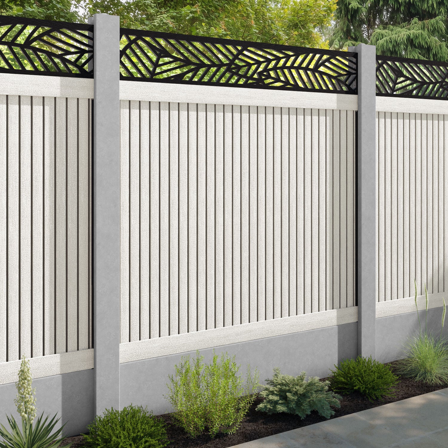 Virtis Habitat Fence Panel - Light Stone - for existing concrete posts