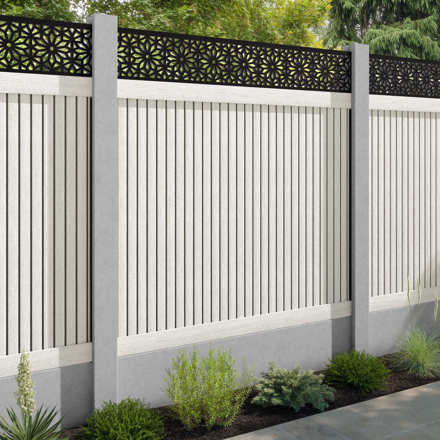Virtis Narwa Fence Panel - Light Stone - for existing concrete posts