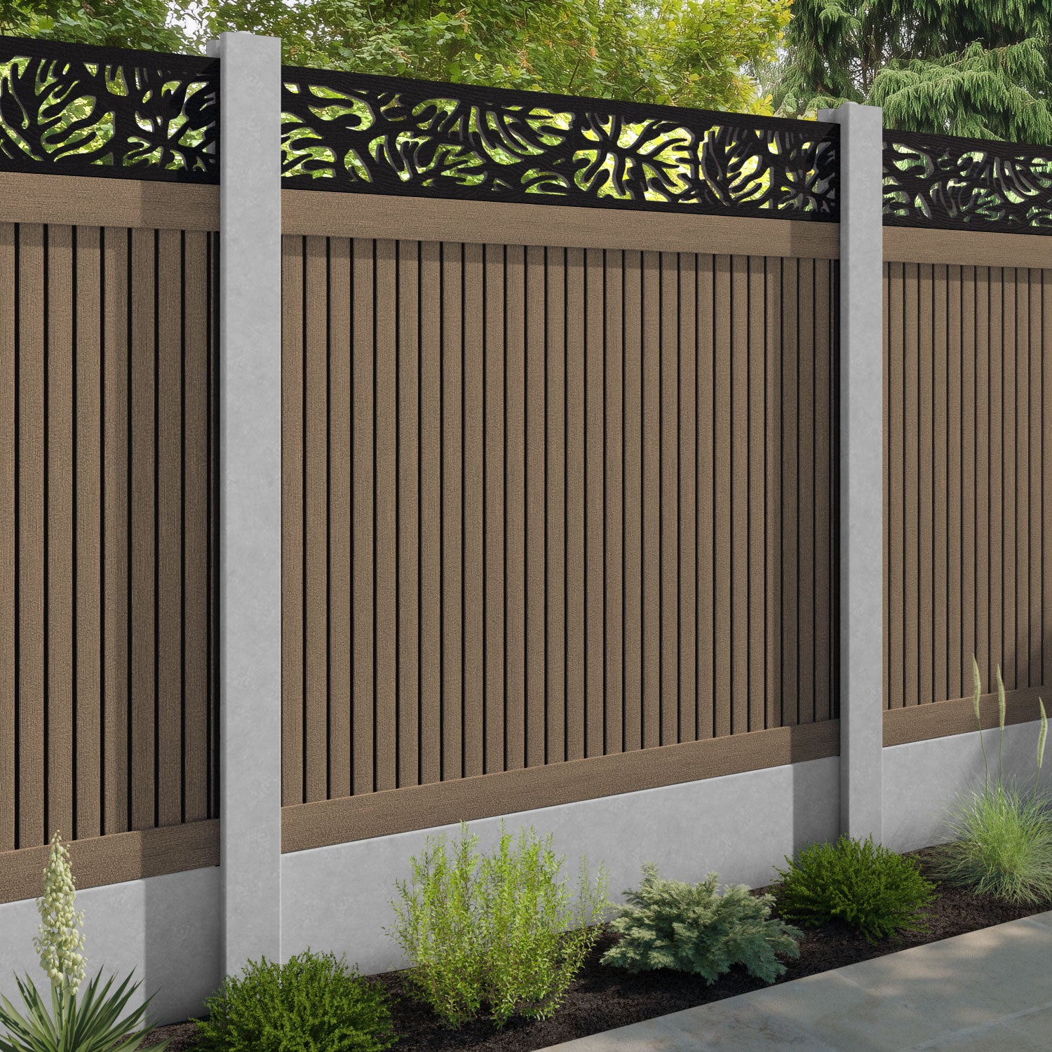 Virtis Botanic Fence Panel - Teak - for existing concrete posts