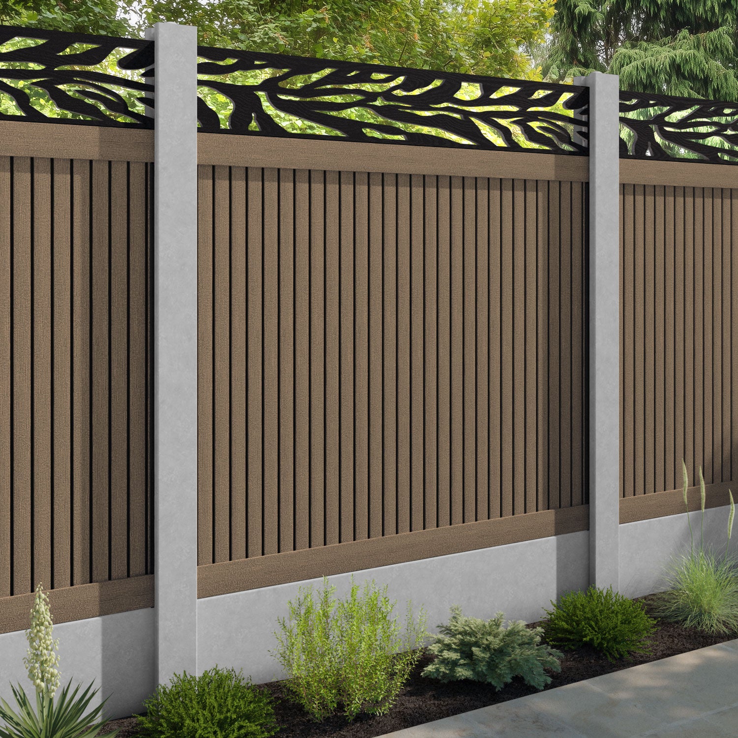 Virtis Malawi Fence Panel - Teak - for existing concrete posts