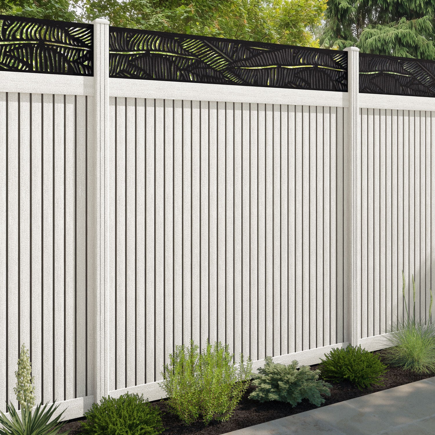 Virtis Feather Fence Panel - Light Stone - with our composite posts