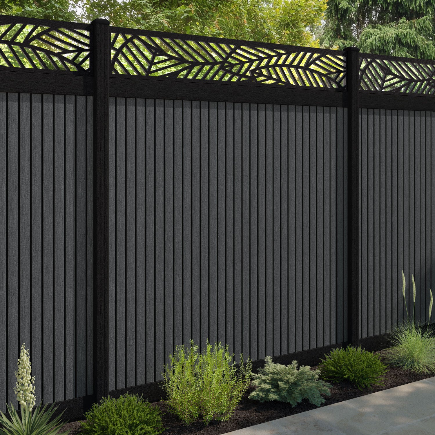 Virtis Habitat Fence Panel - Dark Grey - with our composite posts