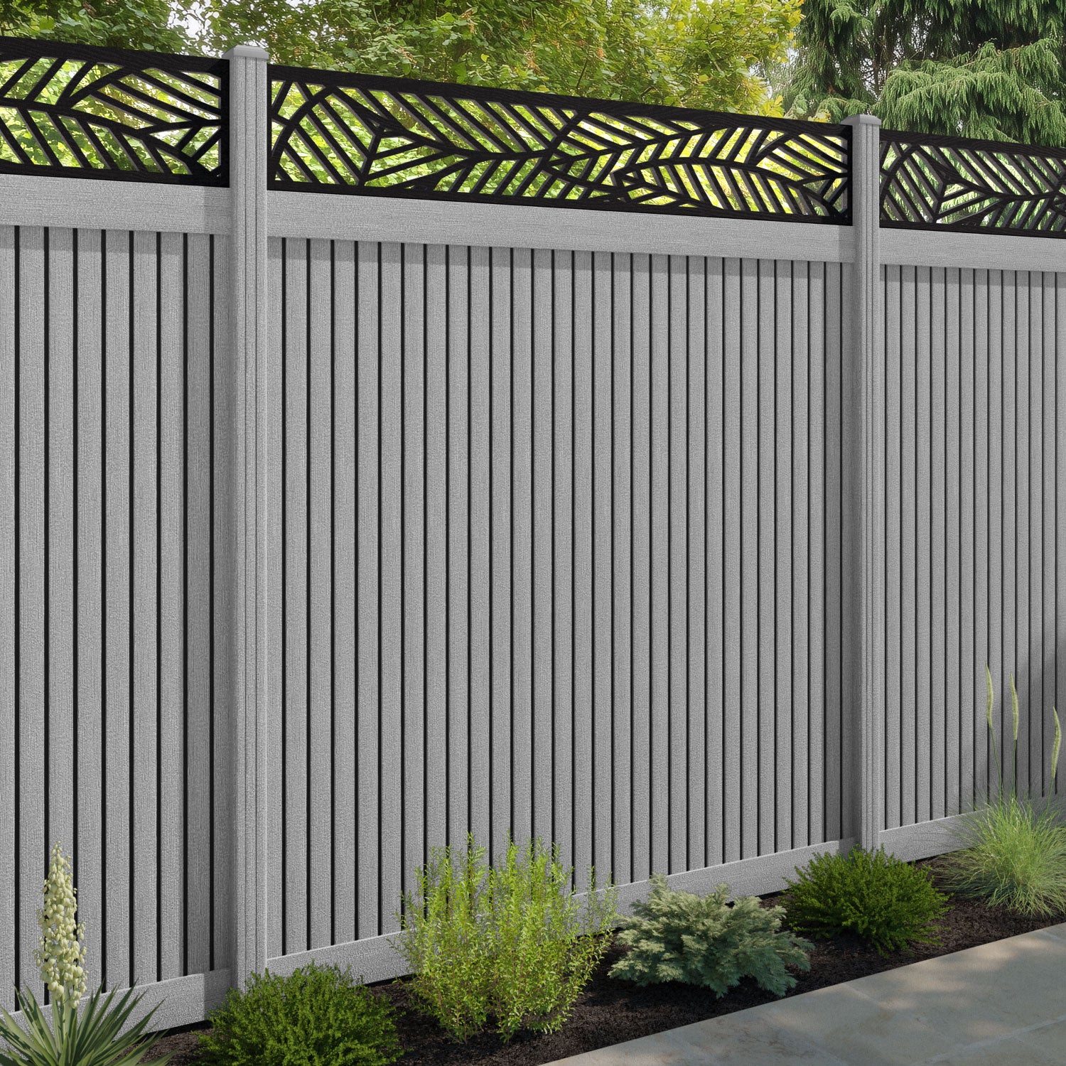 Virtis Habitat Fence Panel - Light Grey - with our composite posts