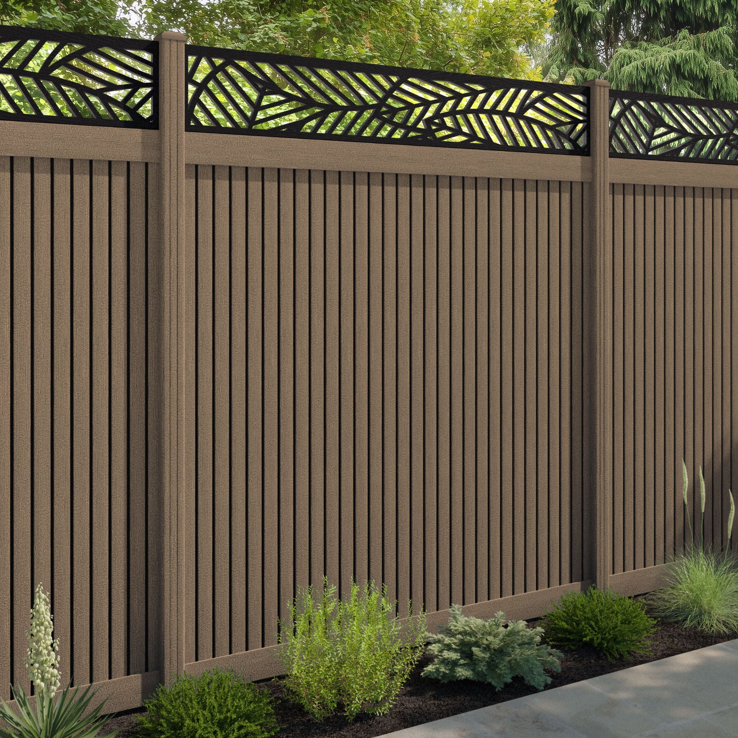 Virtis Habitat Fence Panel - Teak - with our composite posts