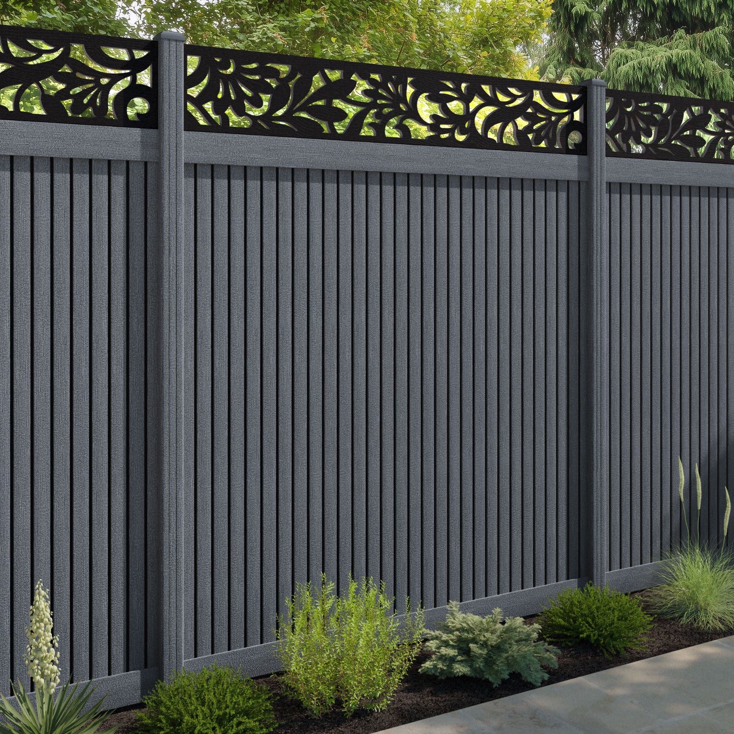 Virtis Heritage Fence Panel - Anthracite - with our composite posts