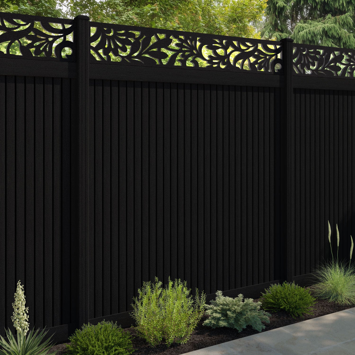 Virtis Heritage Fence Panel - Black - with our composite posts