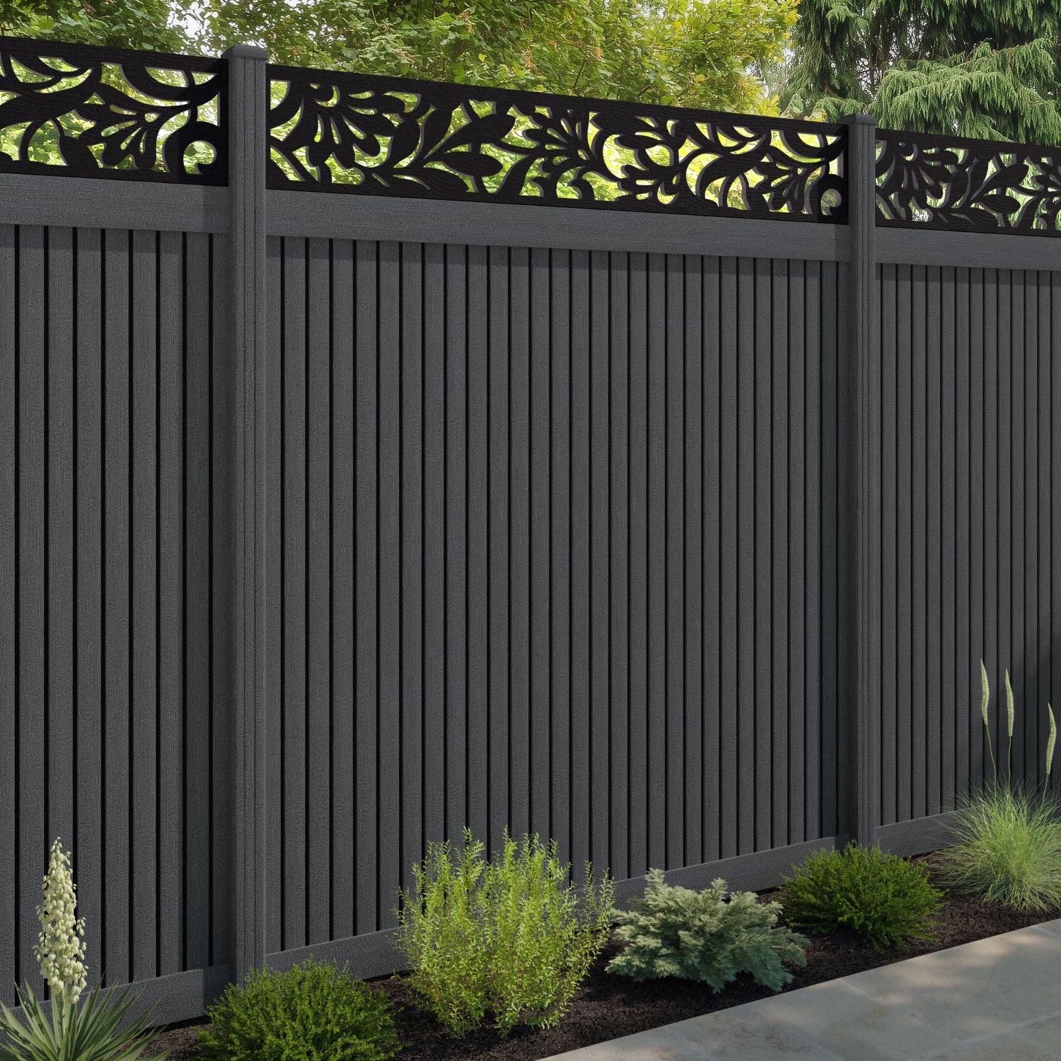 Virtis Heritage Fence Panel - Dark Grey - with our composite posts