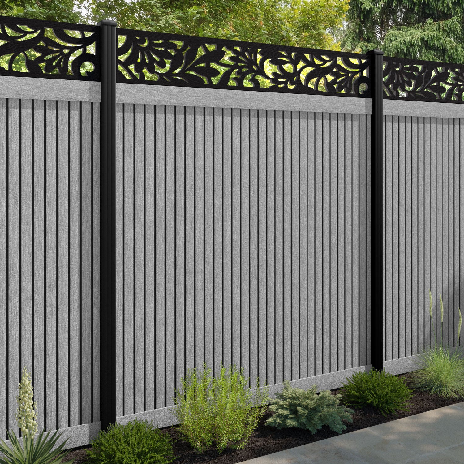 Virtis Heritage Fence Panel - Light Grey - with our composite posts