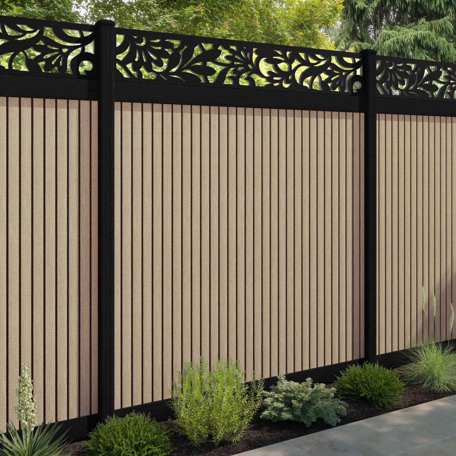 Virtis Heritage Fence Panel - Light Oak - with our composite posts