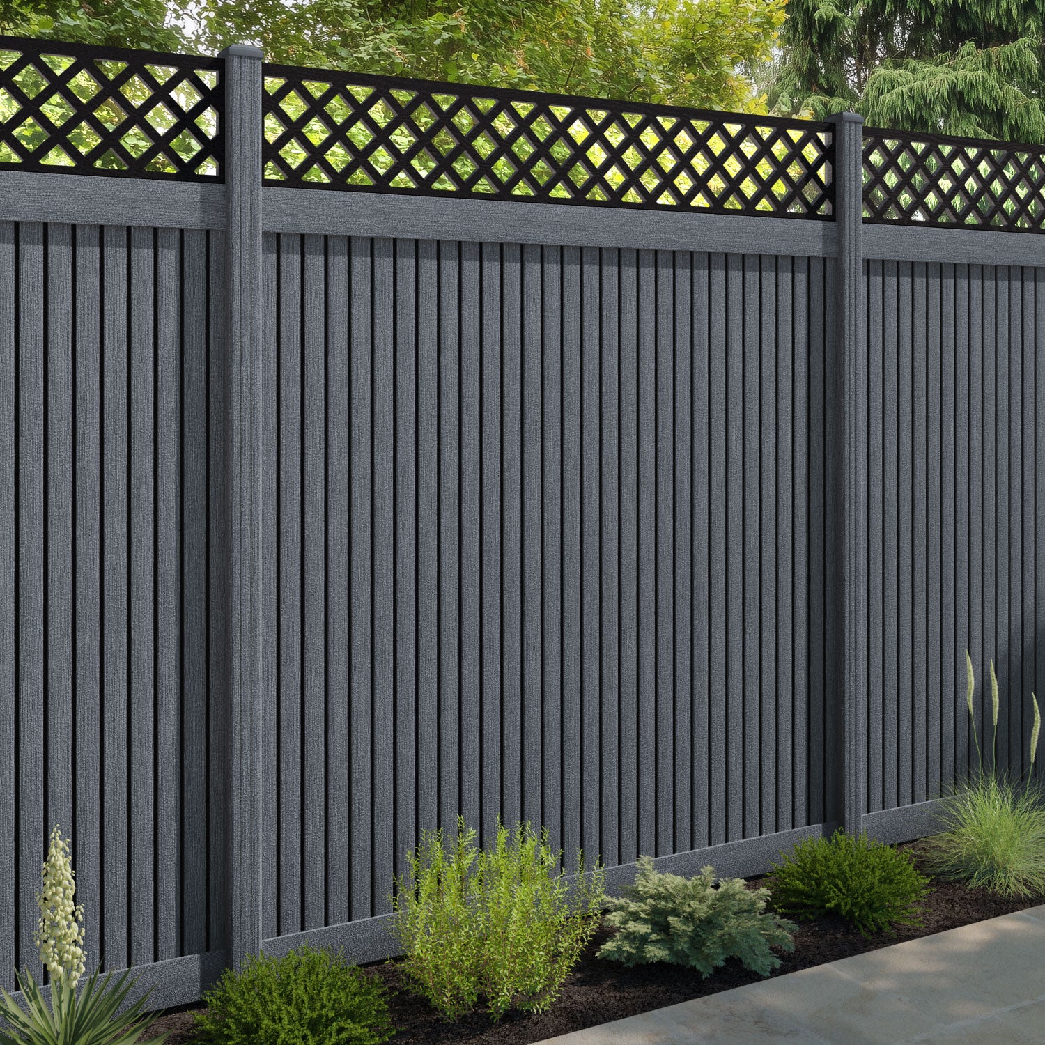 Virtis Hive Fence Panel - Anthracite - with our composite posts