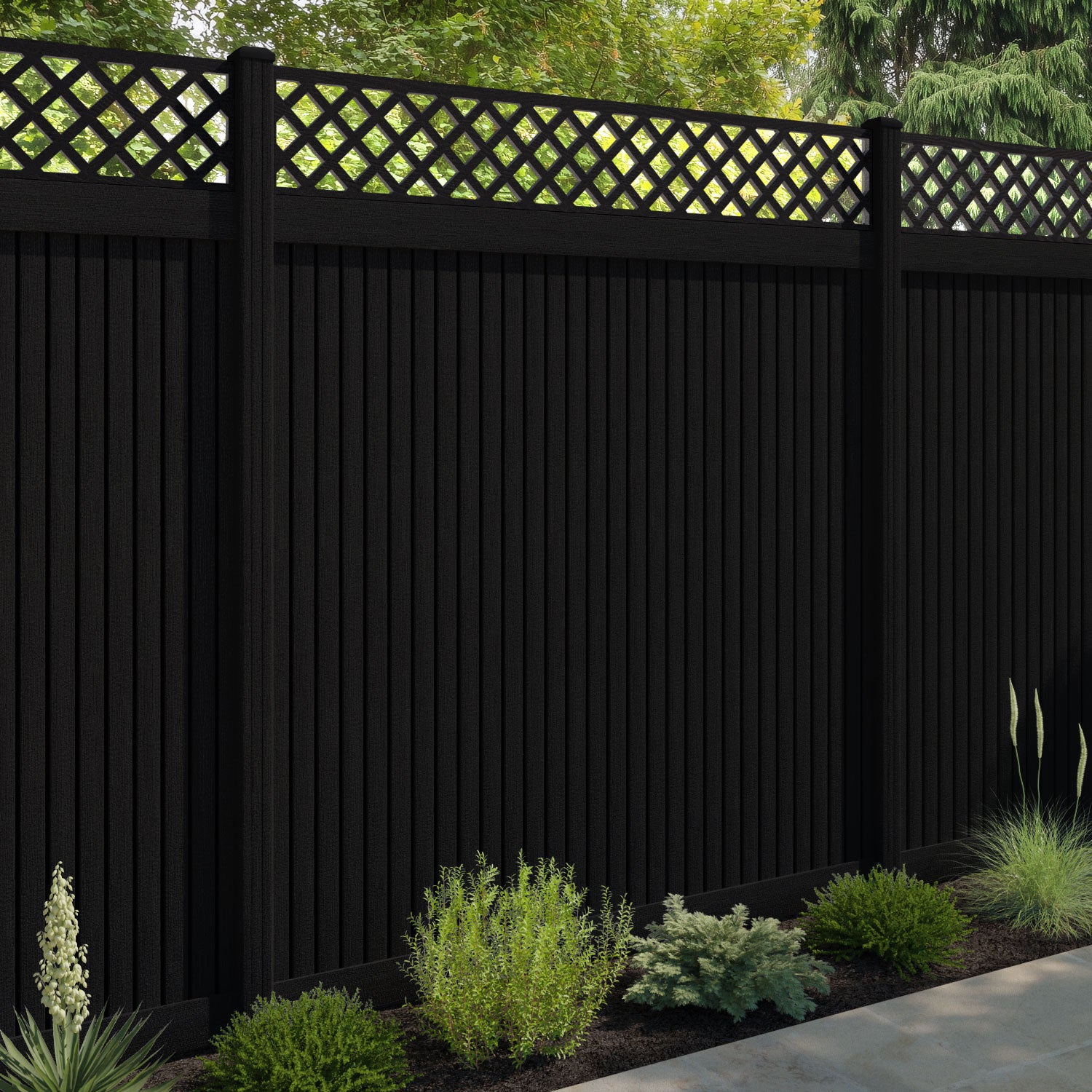 Virtis Hive Fence Panel - Black - with our composite posts