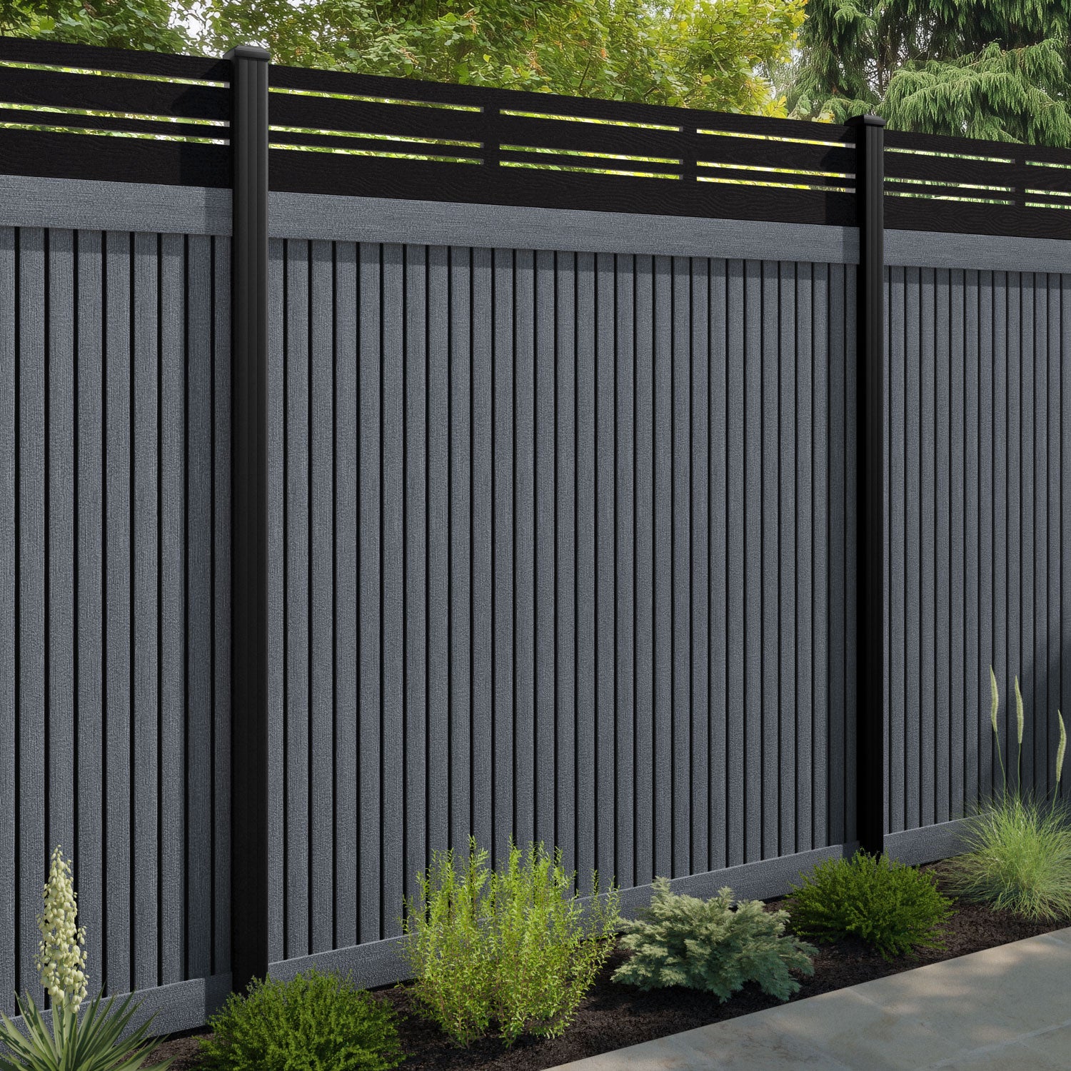 Virtis Linea Fence Panel - Anthracite - with our composite posts