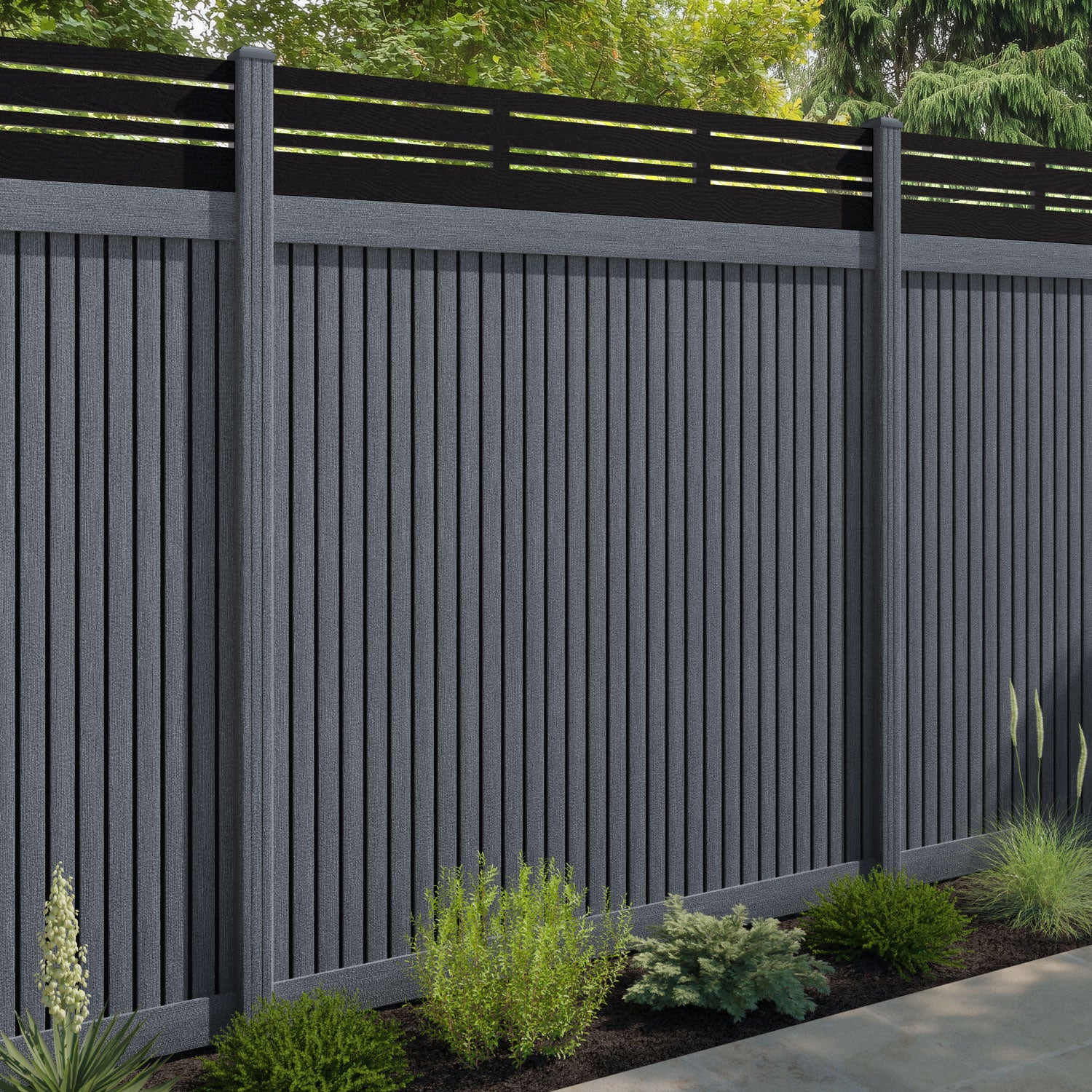 Virtis Linea Fence Panel - Anthracite - with our composite posts