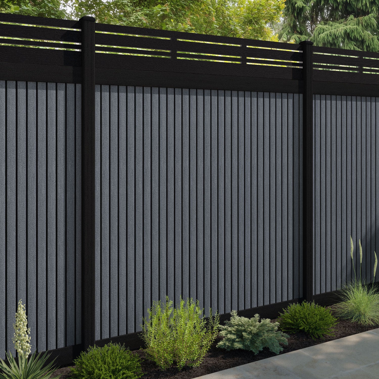 Virtis Linea Fence Panel - Anthracite - with our composite posts