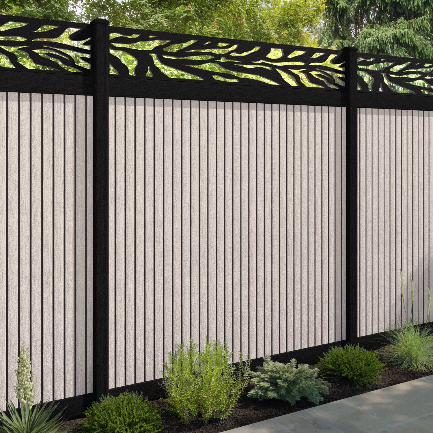 Virtis Malawi Fence Panel - Mid Stone - with our composite posts