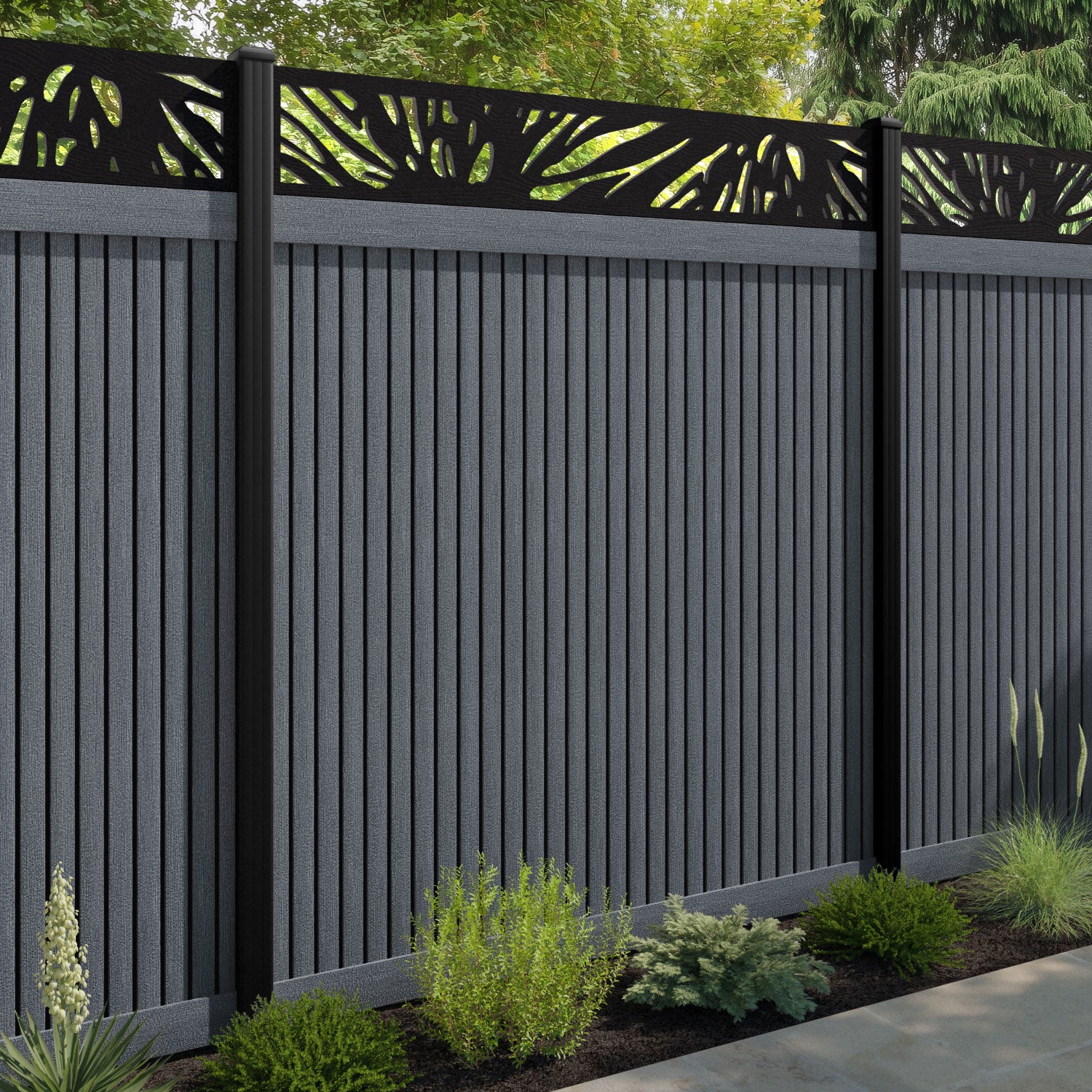 Virtis Poppy Fence Panel - Anthracite - with our composite posts