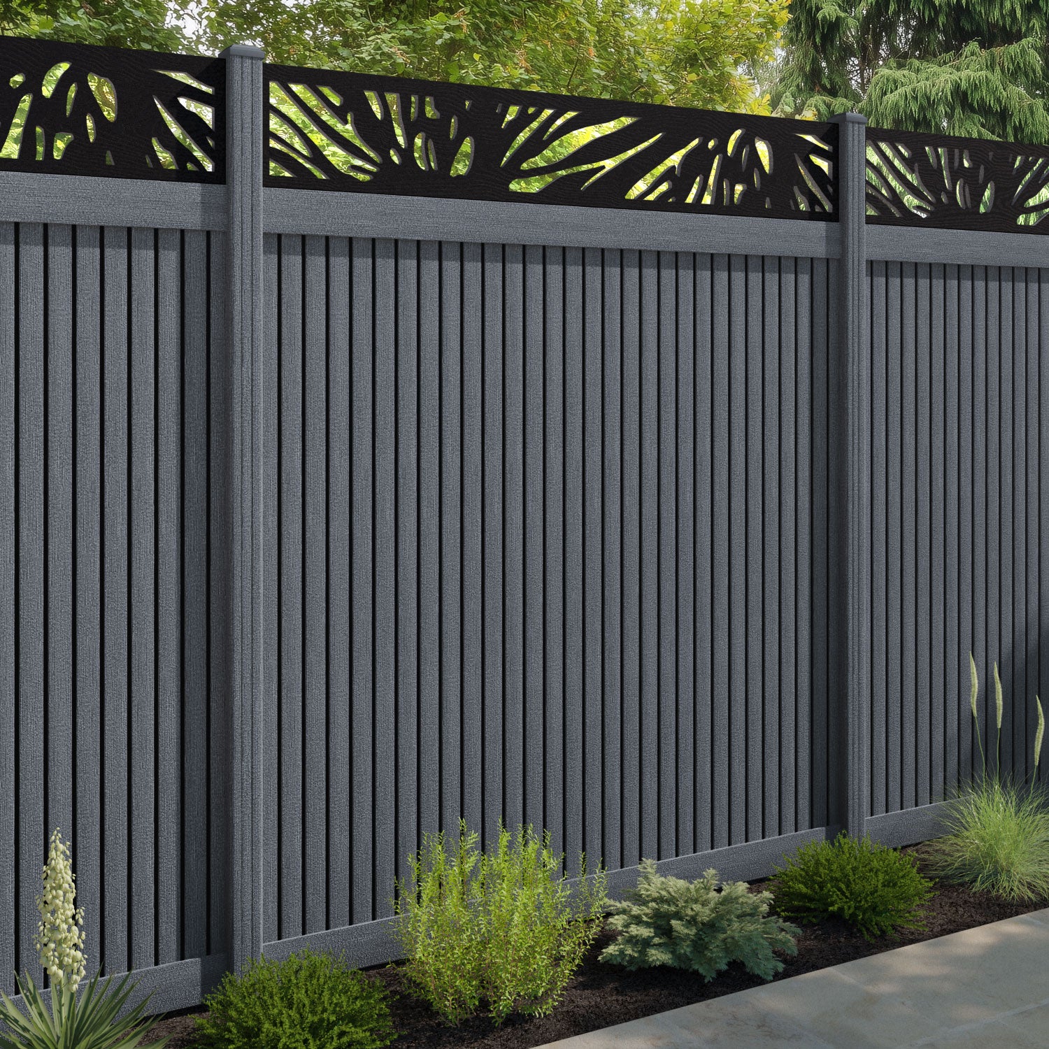 Virtis Poppy Fence Panel - Anthracite - with our composite posts