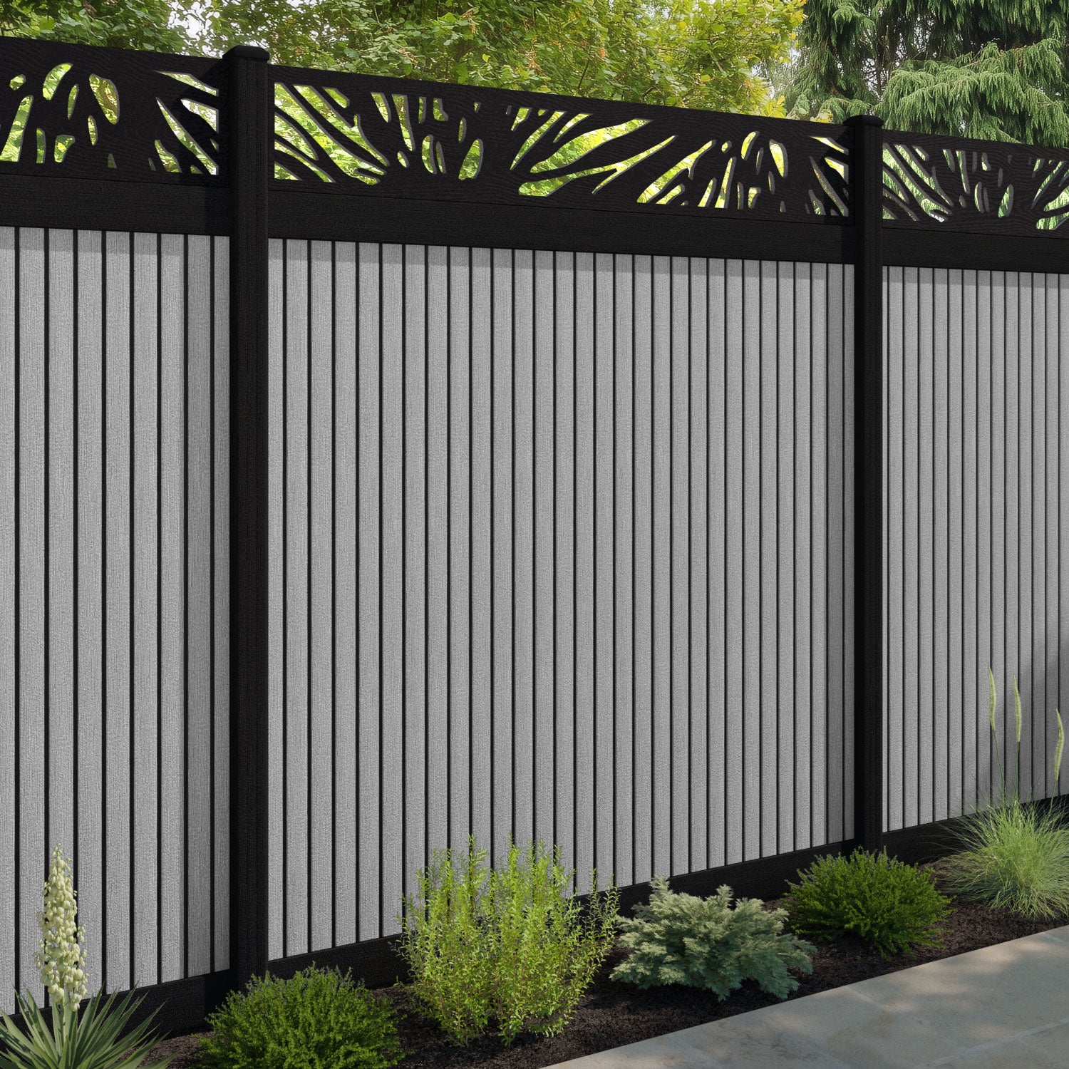 Virtis Poppy Fence Panel - Light Grey - with our composite posts