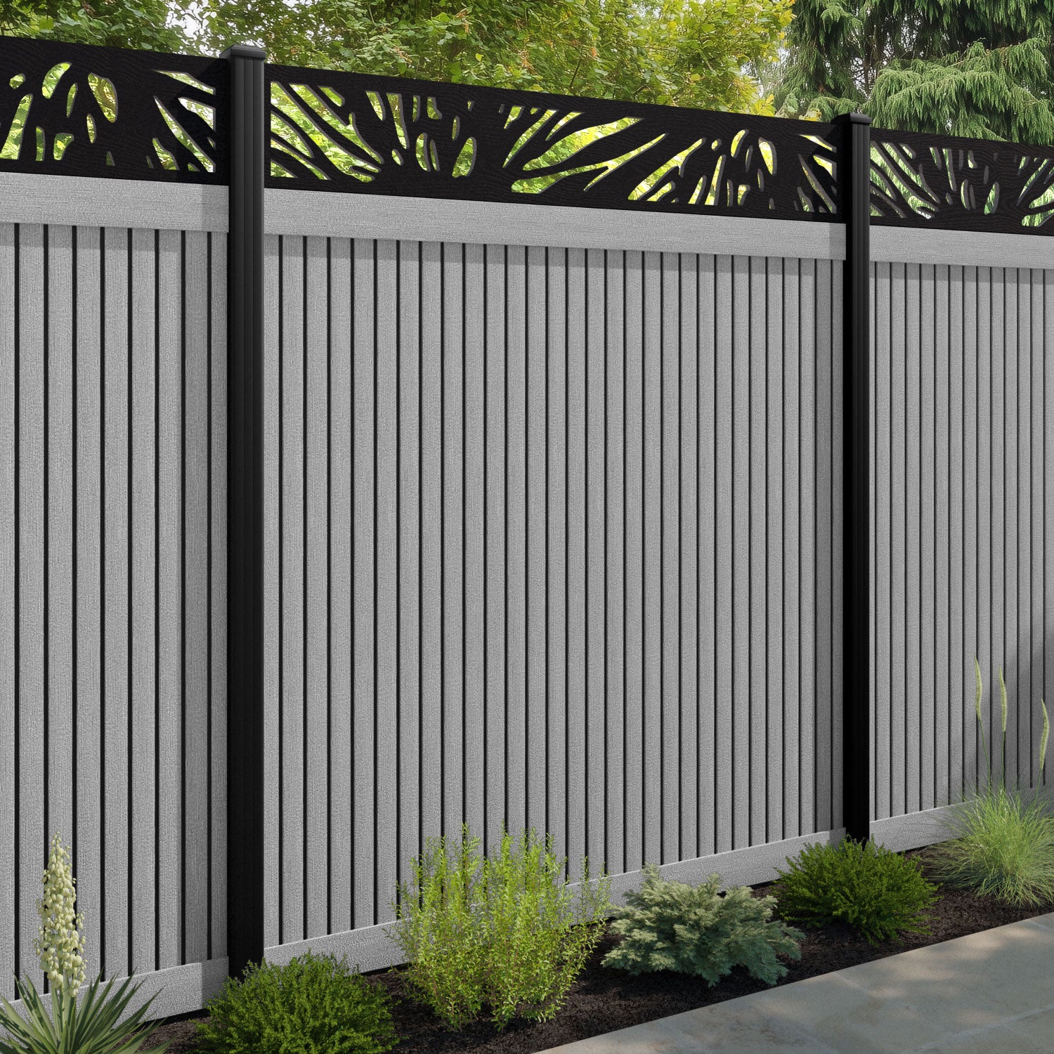 Virtis Poppy Fence Panel - Light Grey - with our composite posts