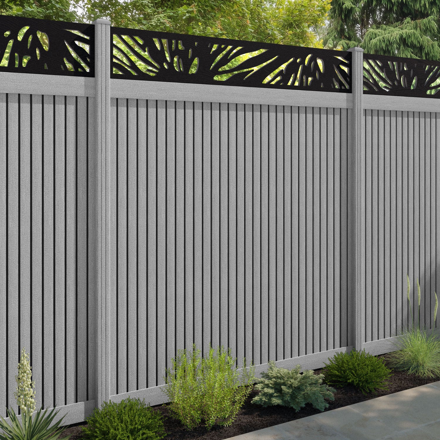 Virtis Poppy Fence Panel - Light Grey - with our composite posts