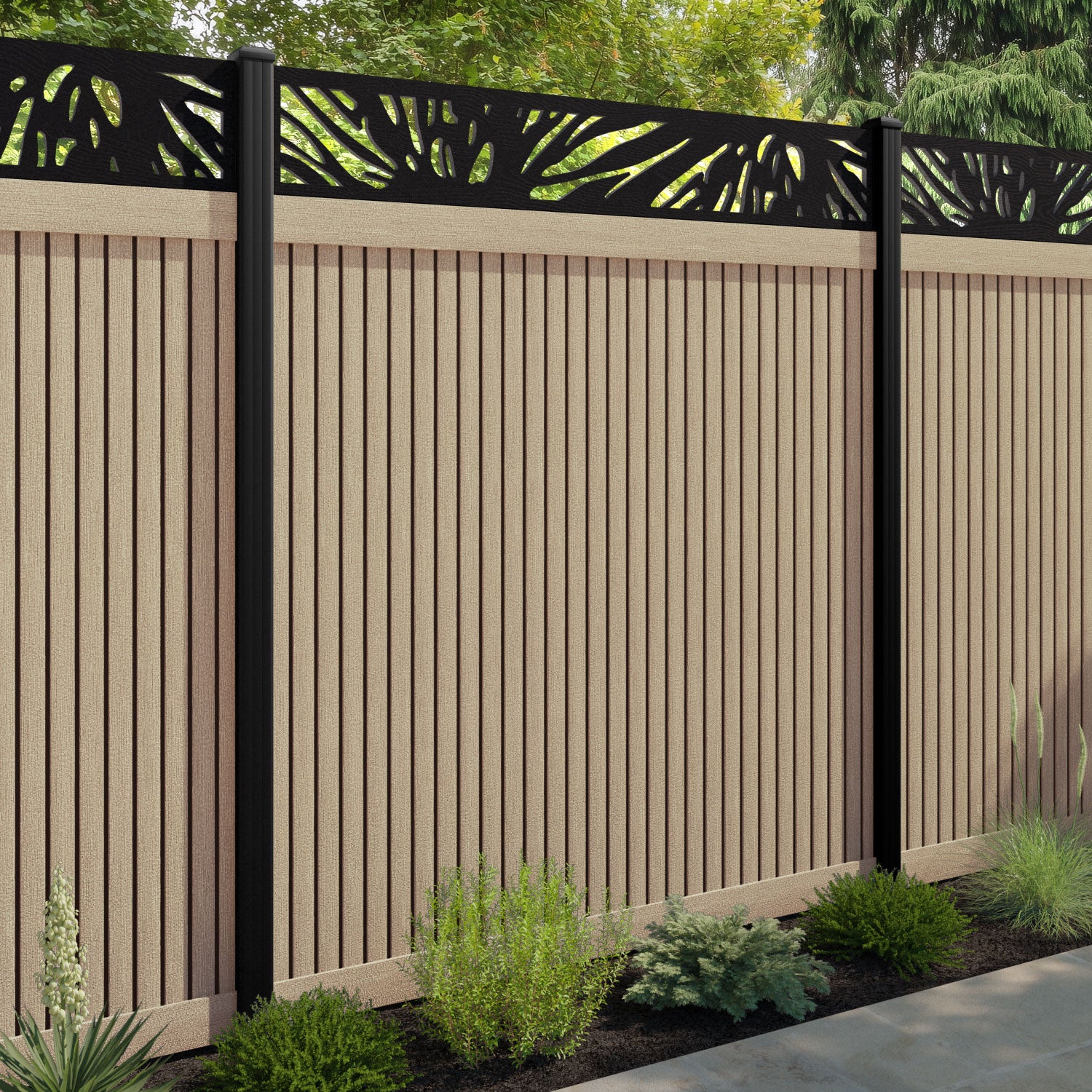 Virtis Poppy Fence Panel - Light Oak - with our composite posts