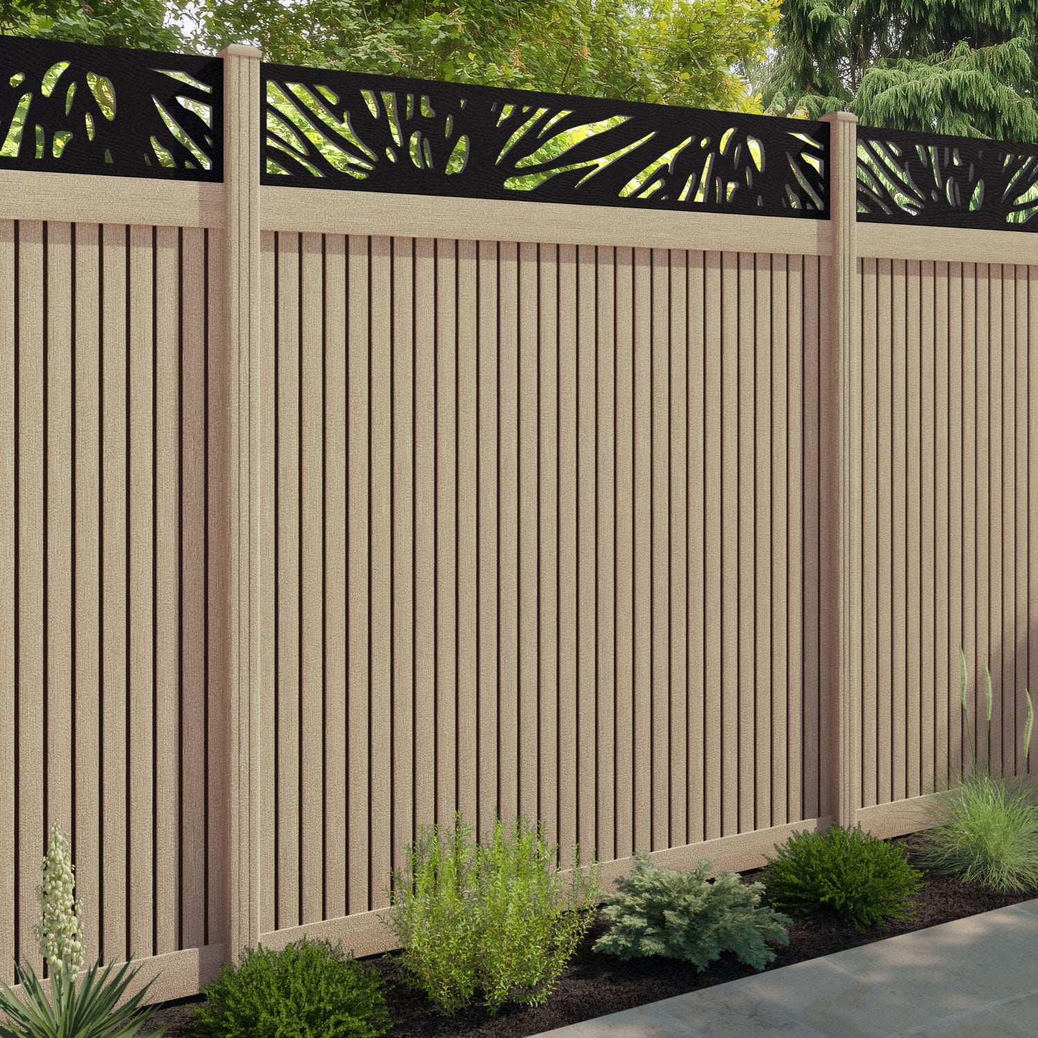 Virtis Poppy Fence Panel - Light Oak - with our composite posts