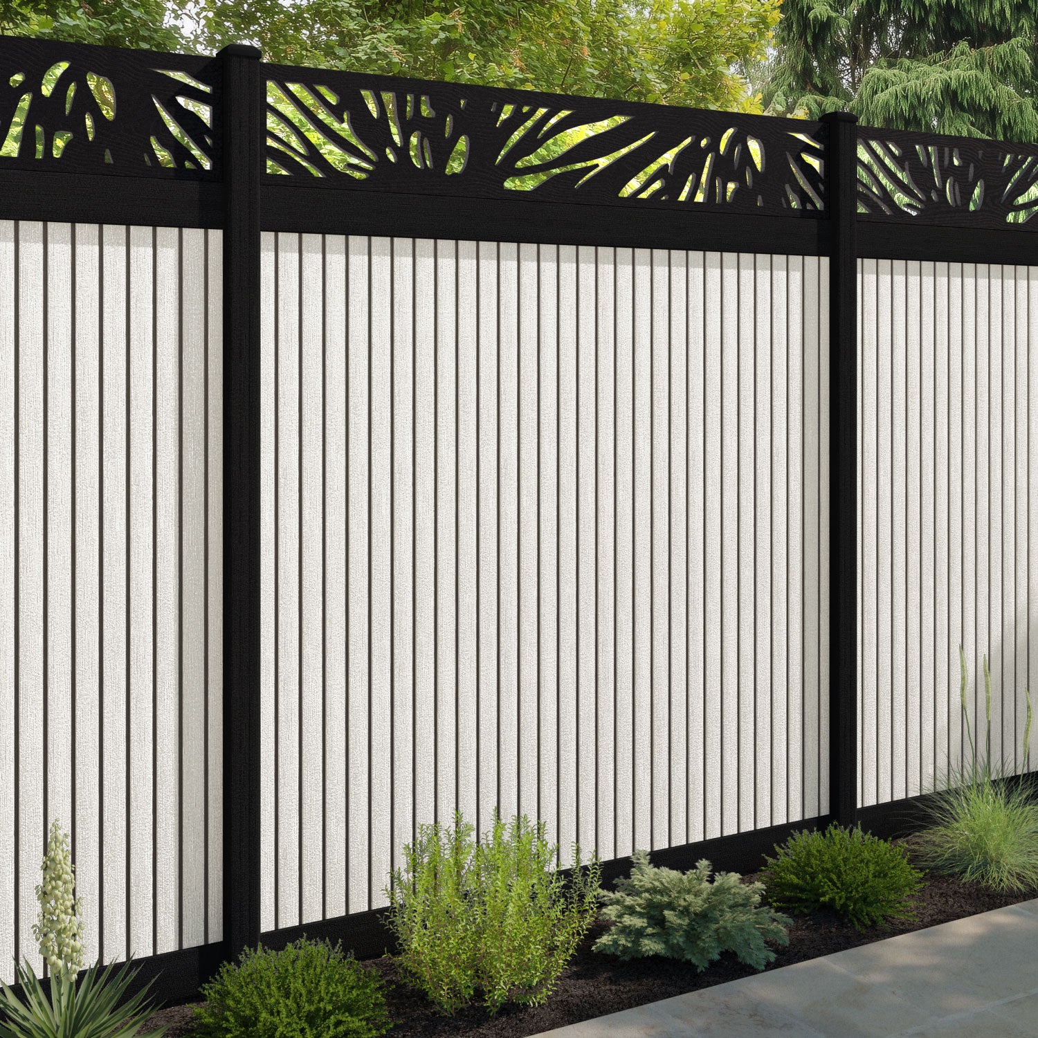 Virtis Poppy Fence Panel - Light Stone - with our composite posts