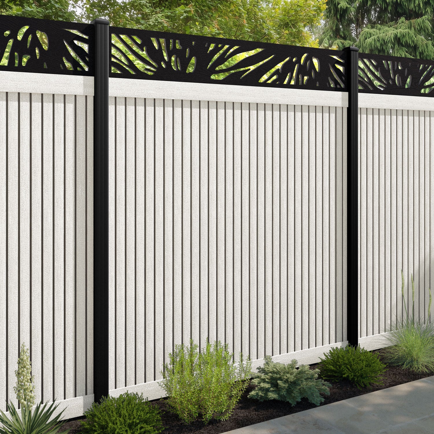 Virtis Poppy Fence Panel - Light Stone - with our composite posts