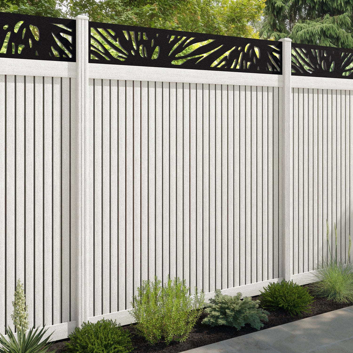 Virtis Poppy Fence Panel - Light Stone - with our composite posts