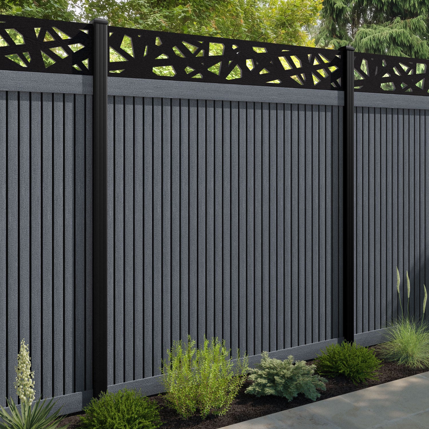 Virtis Prism Fence Panel - Anthracite - with our composite posts
