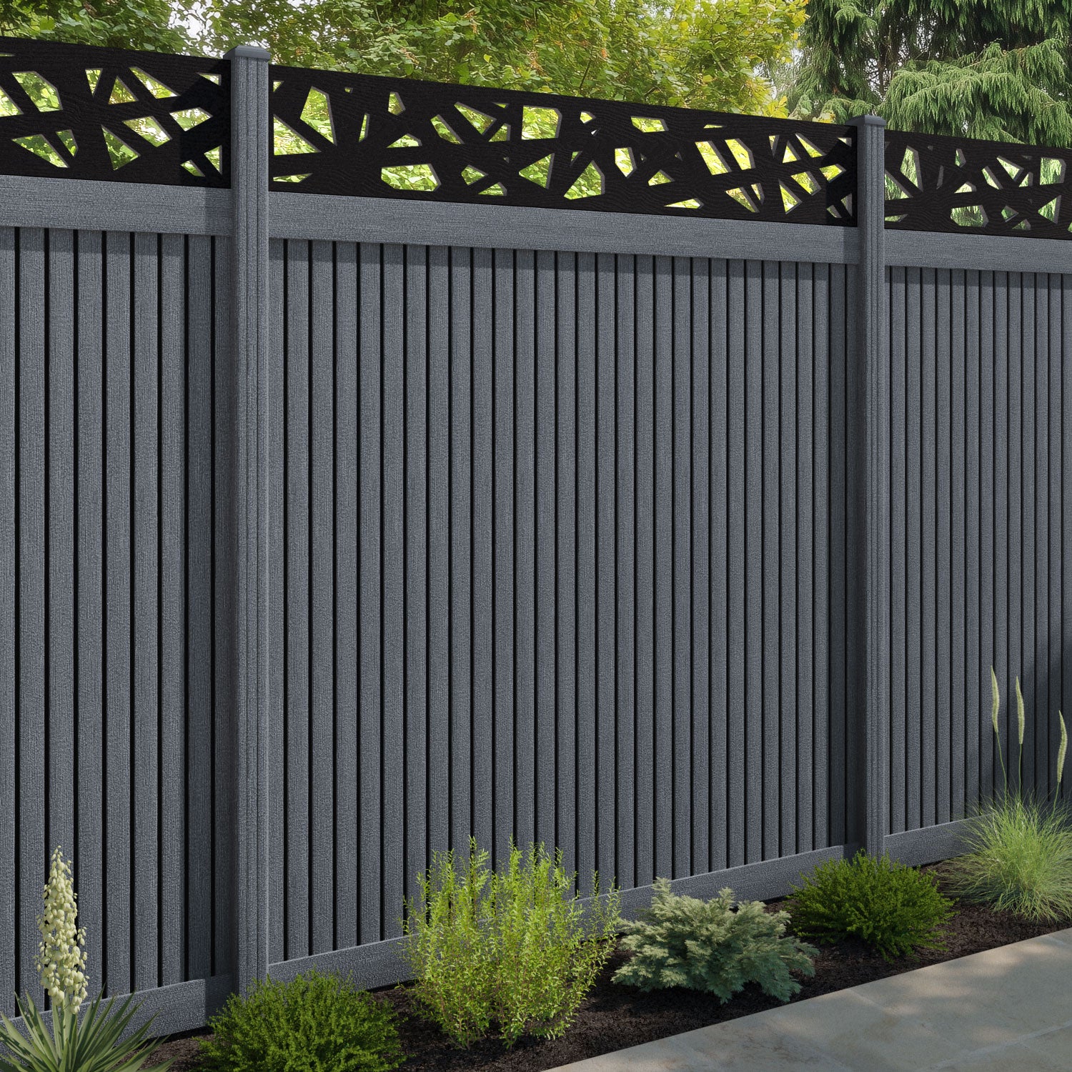 Virtis Prism Fence Panel - Anthracite - with our composite posts